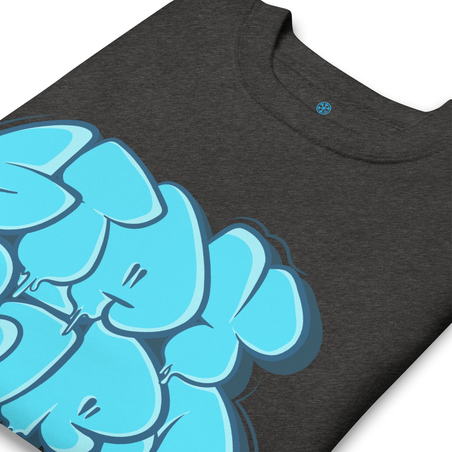 Darkgray-Stay Weird Graffiti Throw-up Sweatshirt from B.Different Clothing, detail, graffiti-inspired streetwear