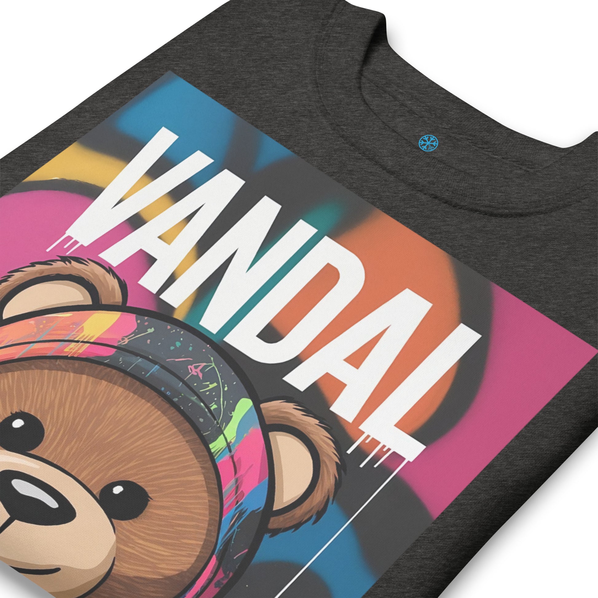 Darkgray-Vandal Teddy Bear Graffiti Sweatshirt from B.Different Clothing, detail, graffiti-inspired streetwear