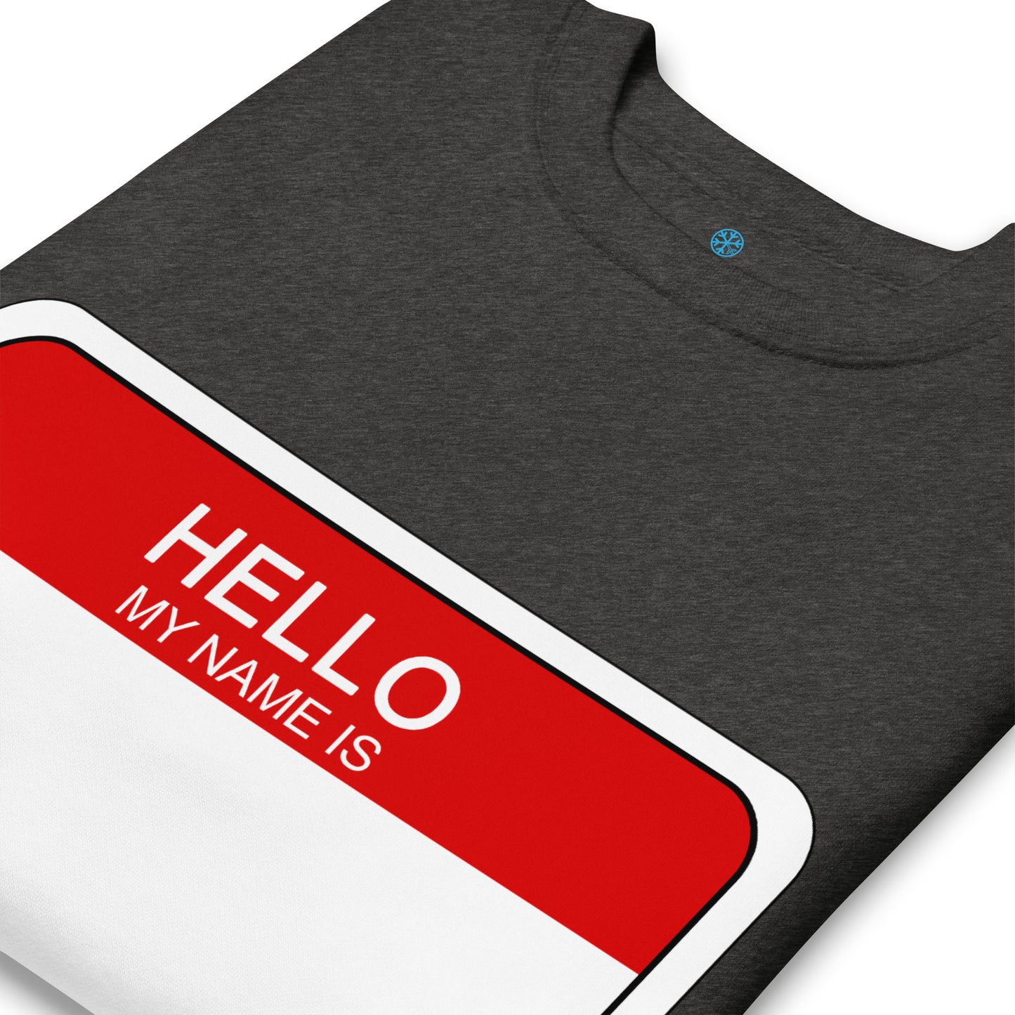 Darkgray-Hello My Name Is Sticker Graffiti Sweatshirt from B.Different Clothing, detail, graffiti-inspired streetwear