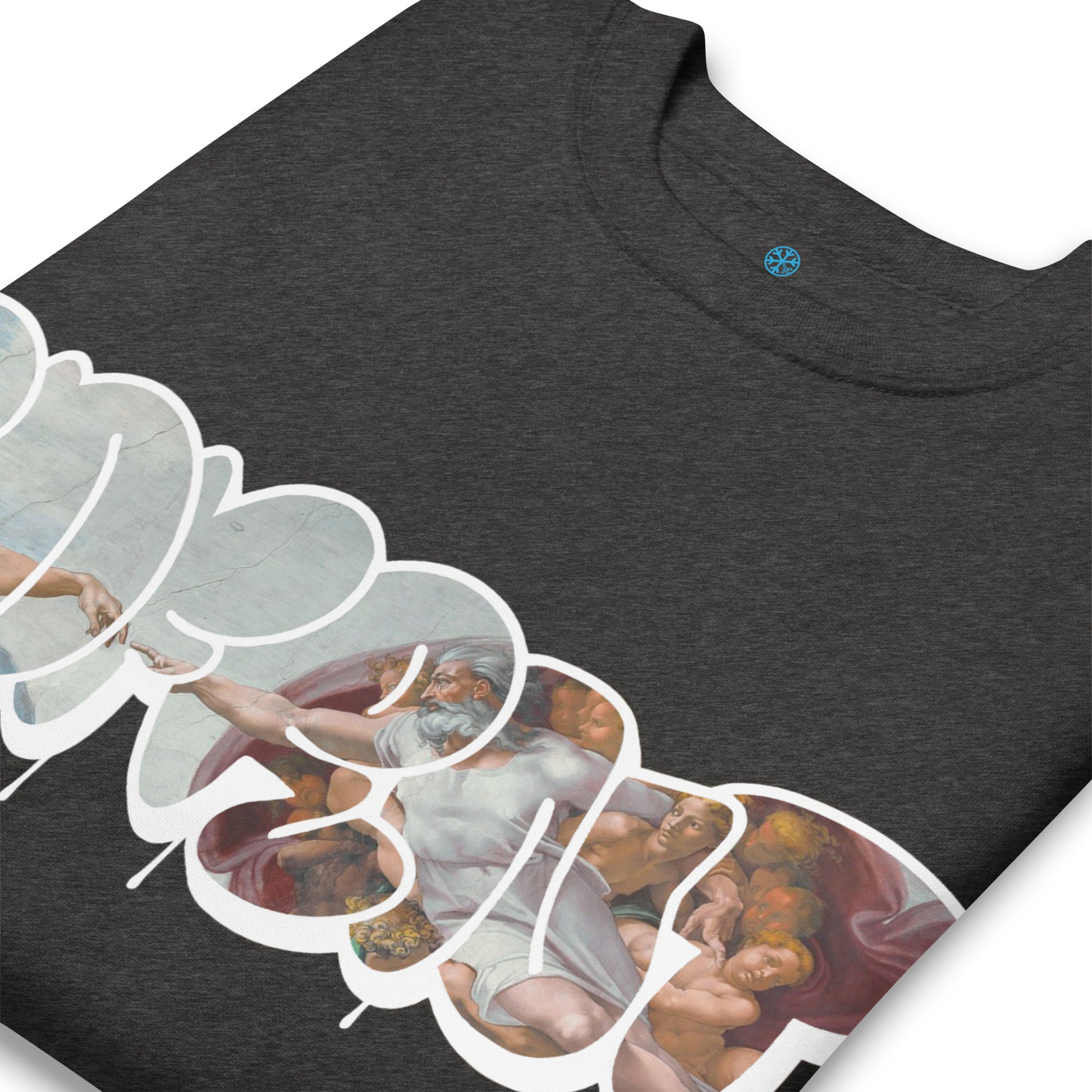 Darkgray-BDFRNT Throwie x Creation of Adam Graffiti Sweatshirt from B.Different Clothing, detail, graffiti-inspired streetwear