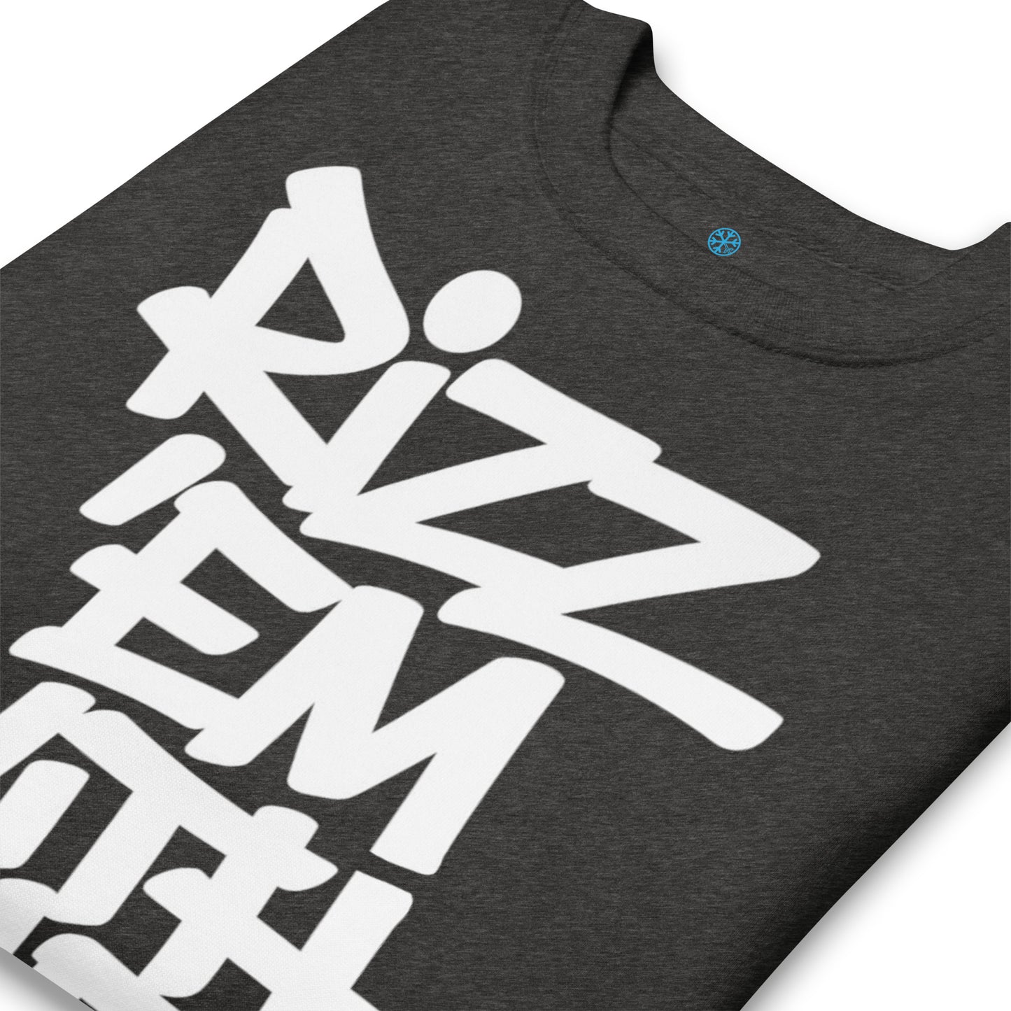 Darkgray-Rizz 'Em With The 'Tism Graffiti Sweatshirt from B.Different Clothing, detail, graffiti-inspired streetwear