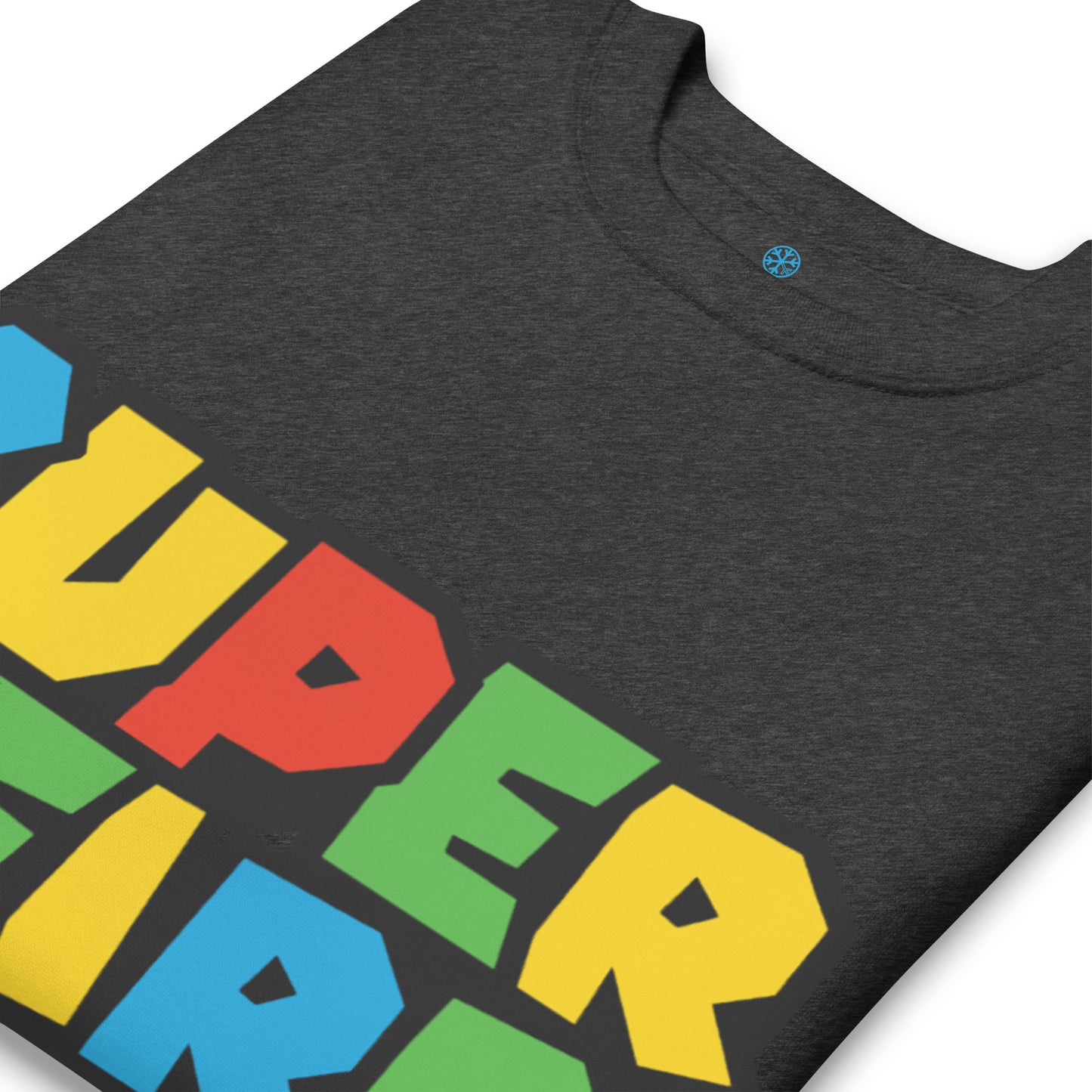 Charcoal Heather-Super Weird Bros Sweatshirt from B.Different Clothing, detail, graffiti-inspired streetwear