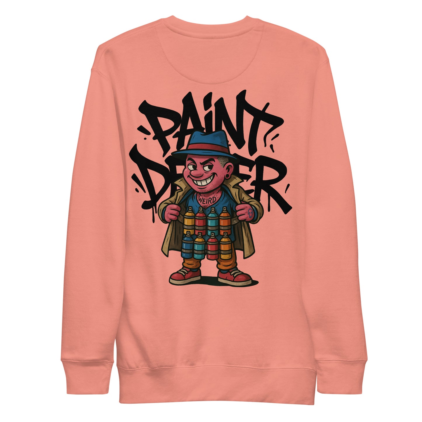 Pink-Paint Dealer Graffiti Character Sweatshirt from B.Different Clothing, back view, graffiti-inspired streetwear