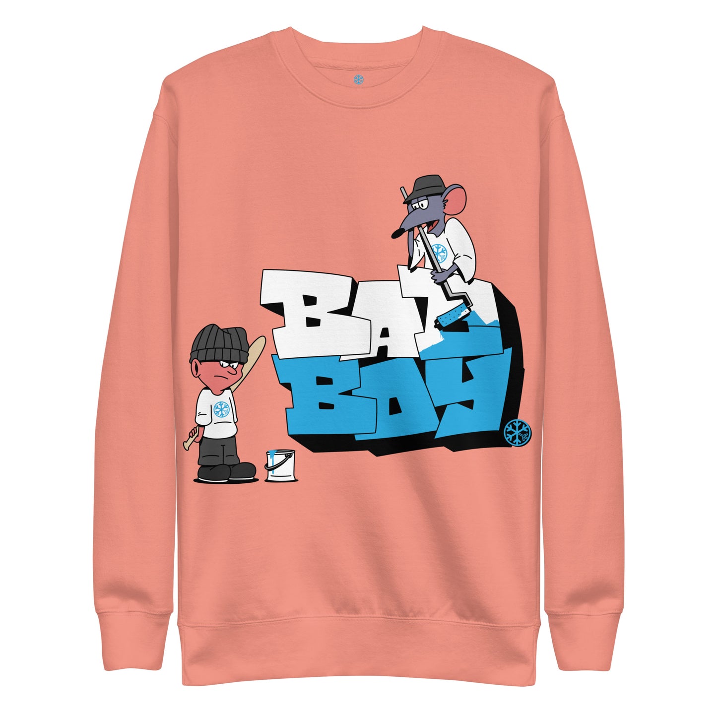 Pink-Bad Boy Graffiti Sweatshirt from B.Different Clothing, front view, graffiti-inspired streetwear
