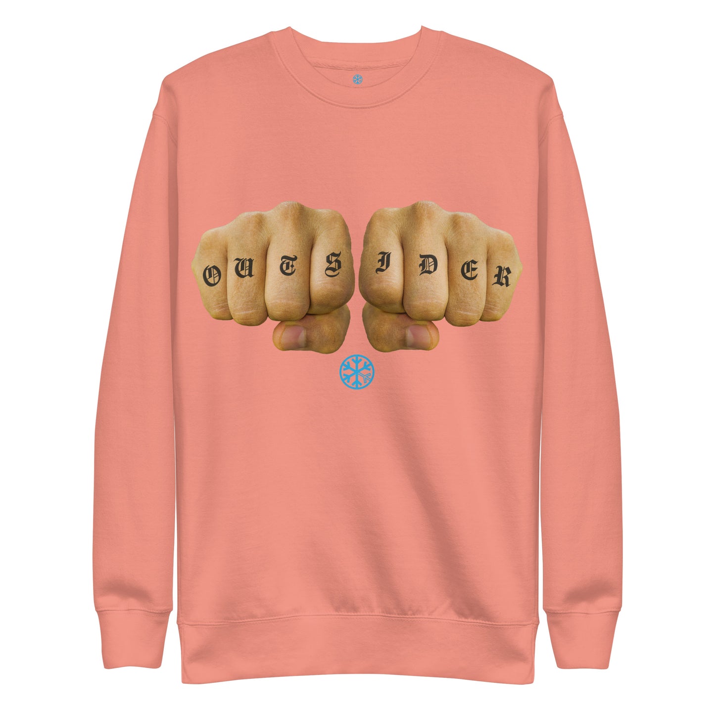 Pink-Outsider Tattoo Sweatshirt from B.Different Clothing, front view, graffiti-inspired streetwear