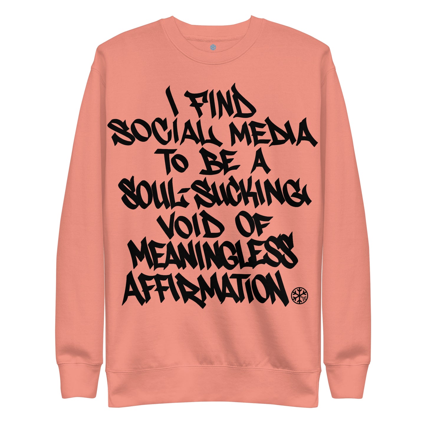 Pink-Social Media Graffiti Tag Sweatshirt from B.Different Clothing, front view, graffiti-inspired streetwear