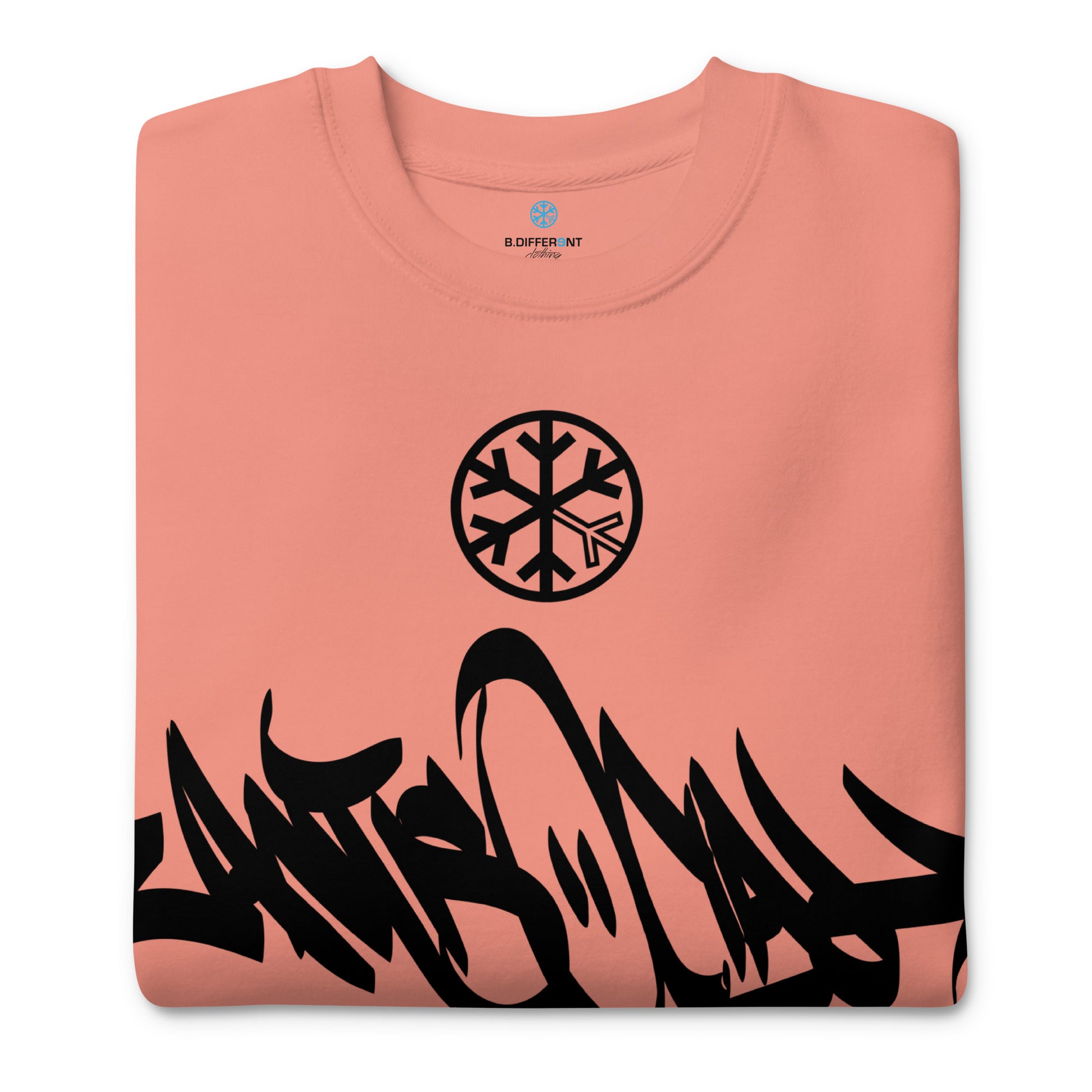 Pink-Antisocial Graffiti Tag Sweatshirt from B.Different Clothing, folded, graffiti-inspired streetwear