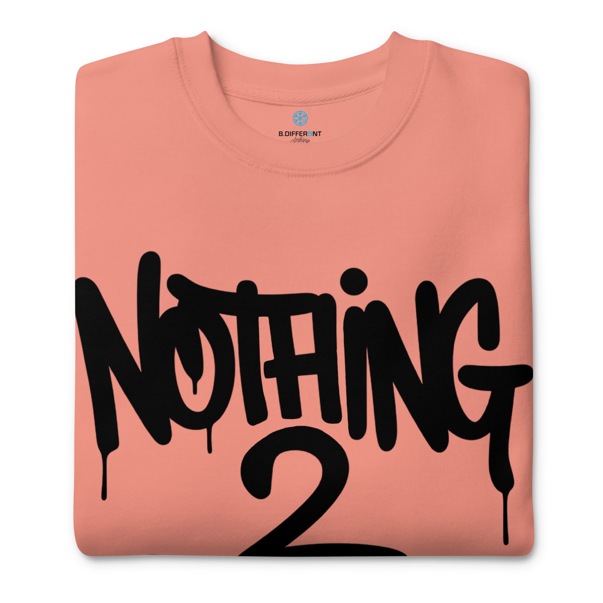 Pink-Nothing 2 Obey Graffiti Sweatshirt from B.Different Clothing, folded, graffiti-inspired streetwear