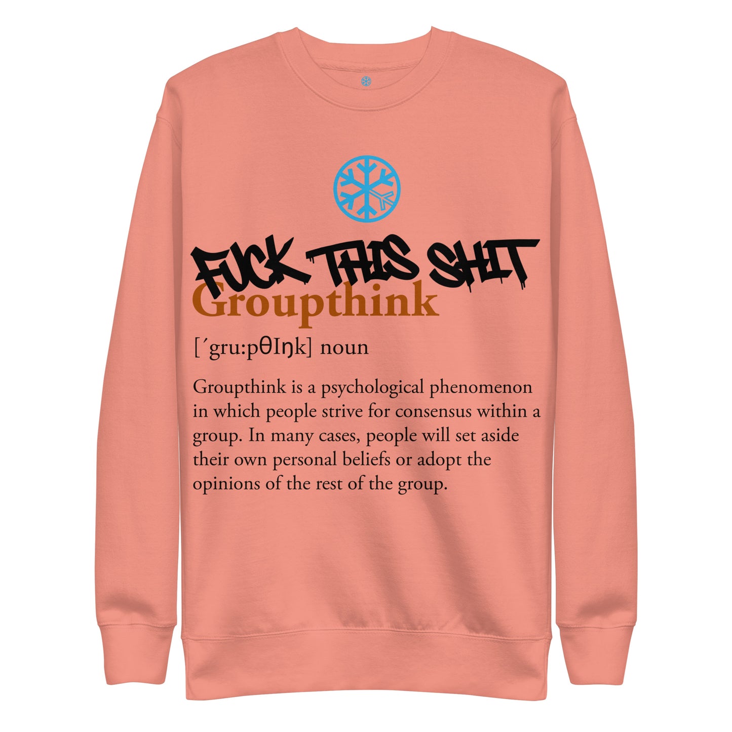 Pink-Groupthink Graffiti Sweatshirt from B.Different Clothing, front view, graffiti-inspired streetwear