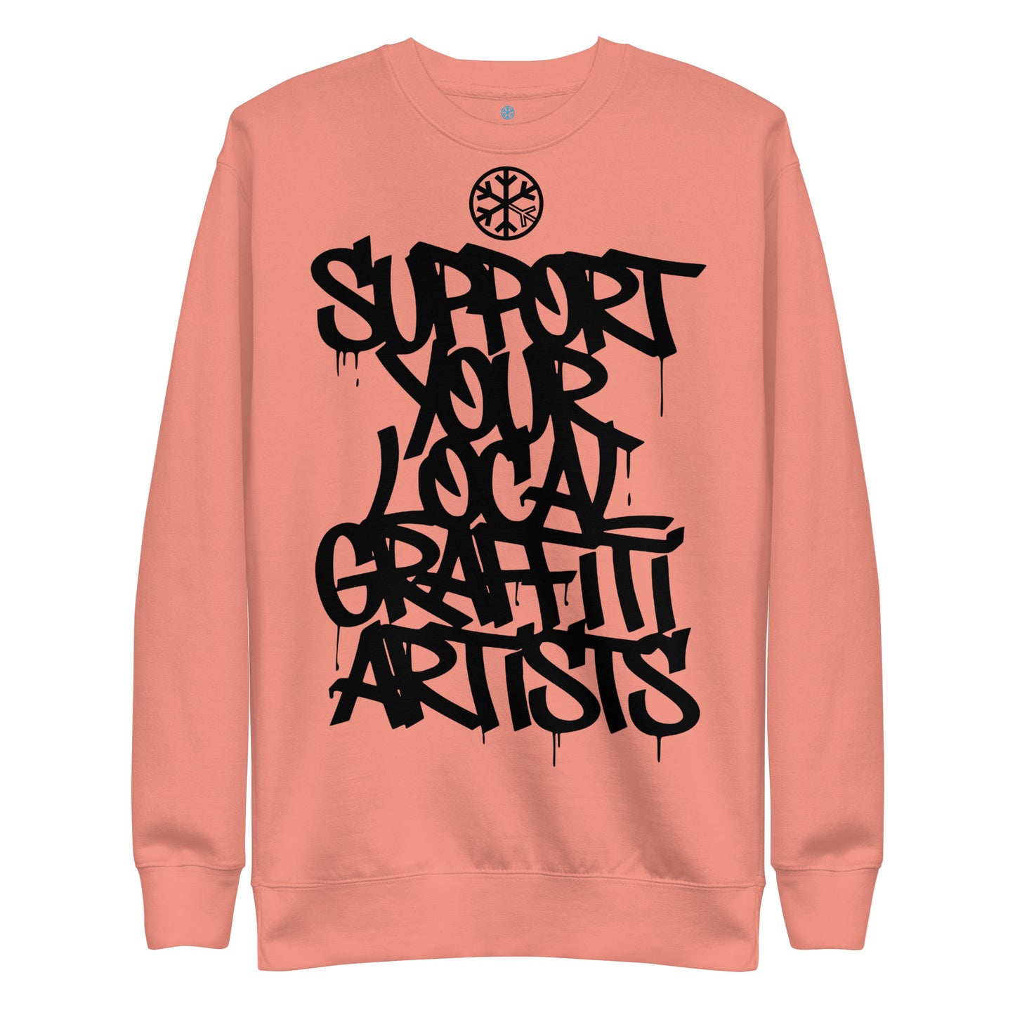 Pink-Support Your Local Graffiti Artists Sweatshirt from B.Different Clothing, front view, graffiti-inspired streetwear