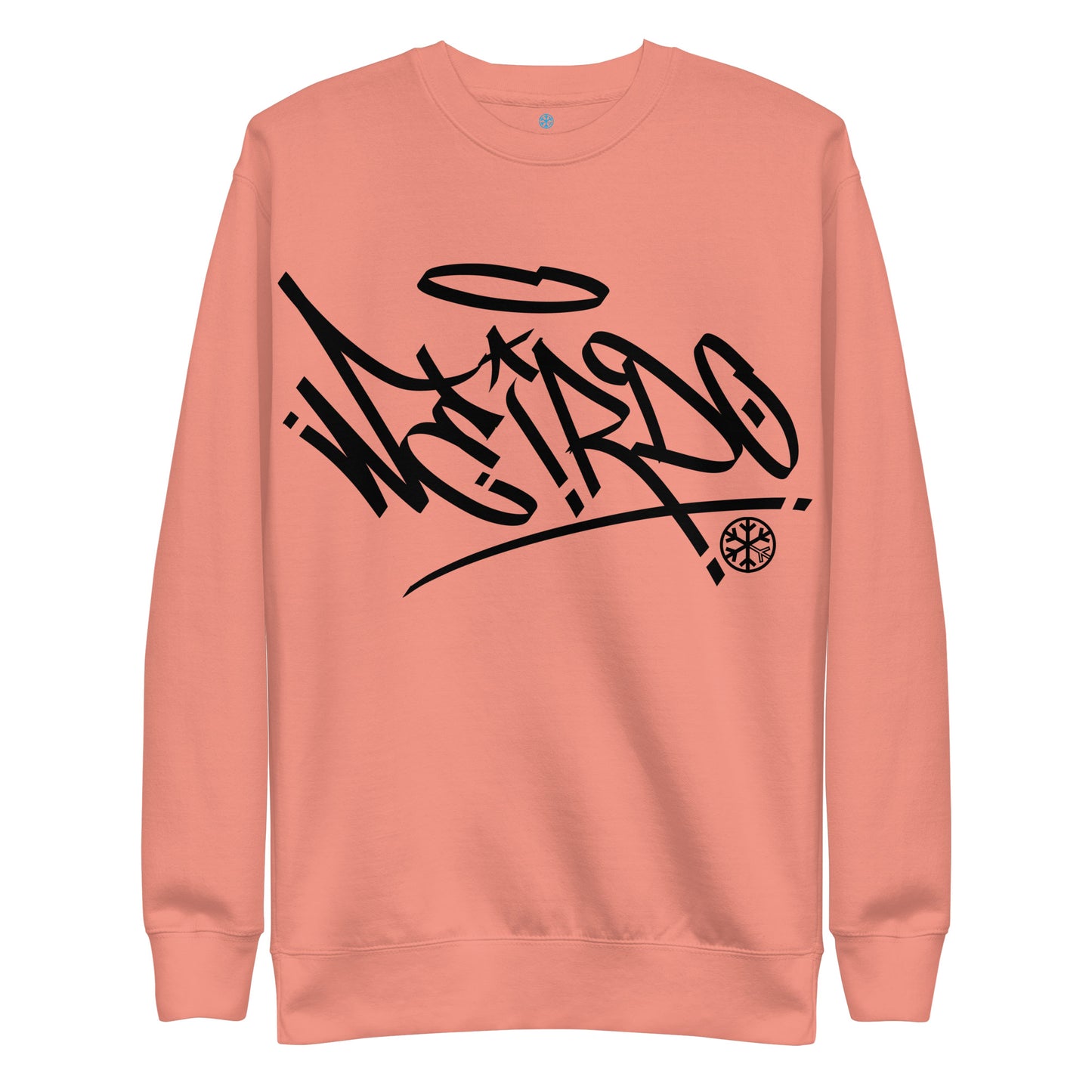 Pink-Weirdo Tag Graffiti Sweatshirt from B.Different Clothing, front view, graffiti-inspired streetwear