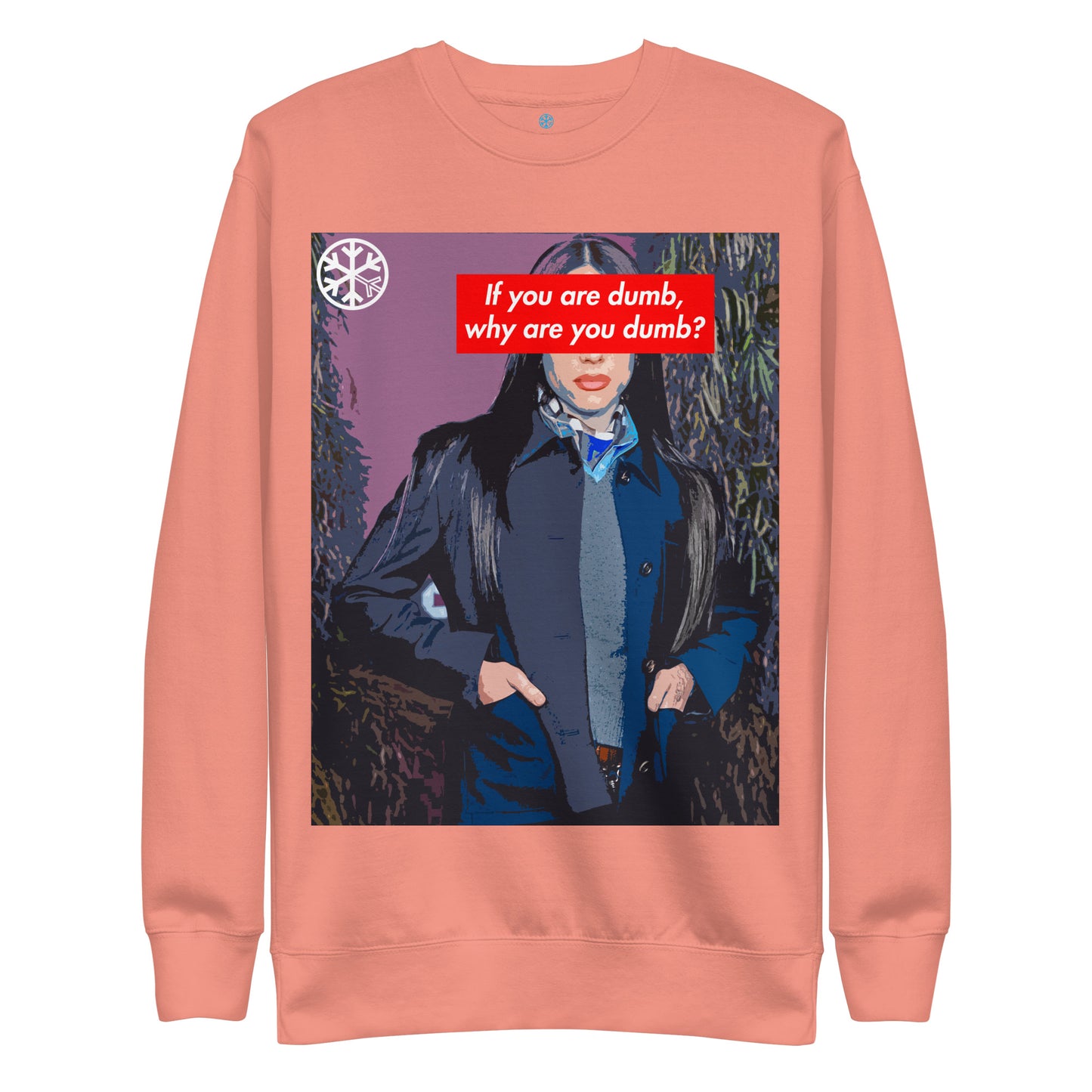 Pink-Why Are You Dumb Sweatshirt from B.Different Clothing, front view, graffiti-inspired streetwear