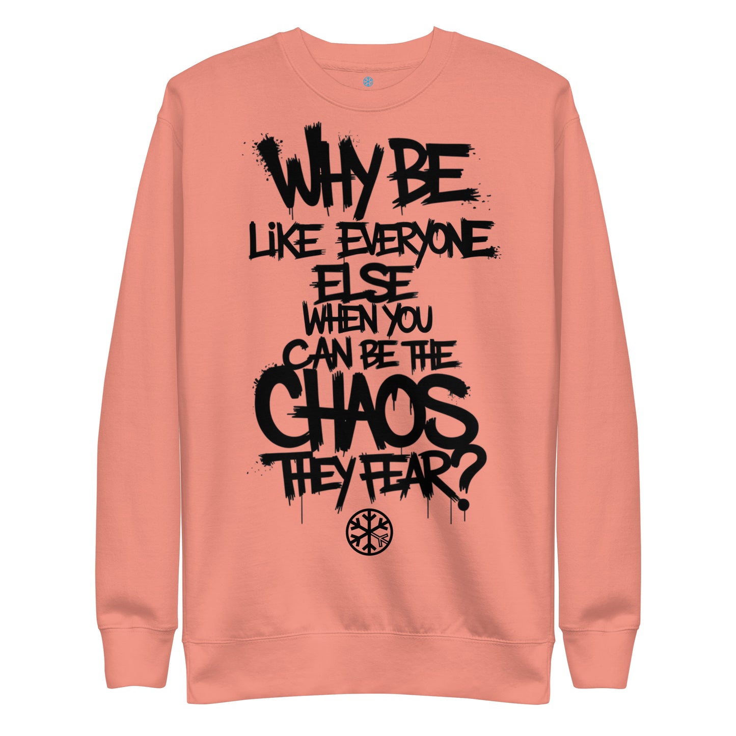 Pink-Chaos They Fear Graffiti Tag Sweatshirt from B.Different Clothing, front view, graffiti-inspired streetwear