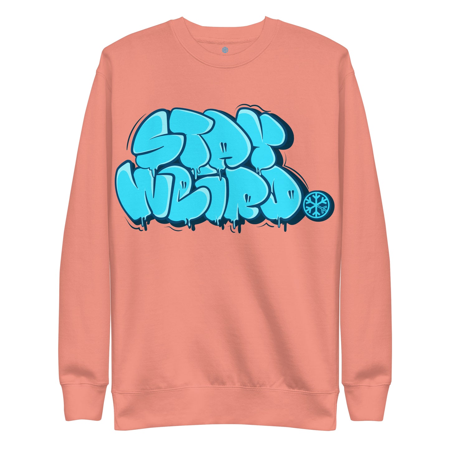 Pink-Stay Weird Graffiti Throw-up Sweatshirt from B.Different Clothing, front view, graffiti-inspired streetwear