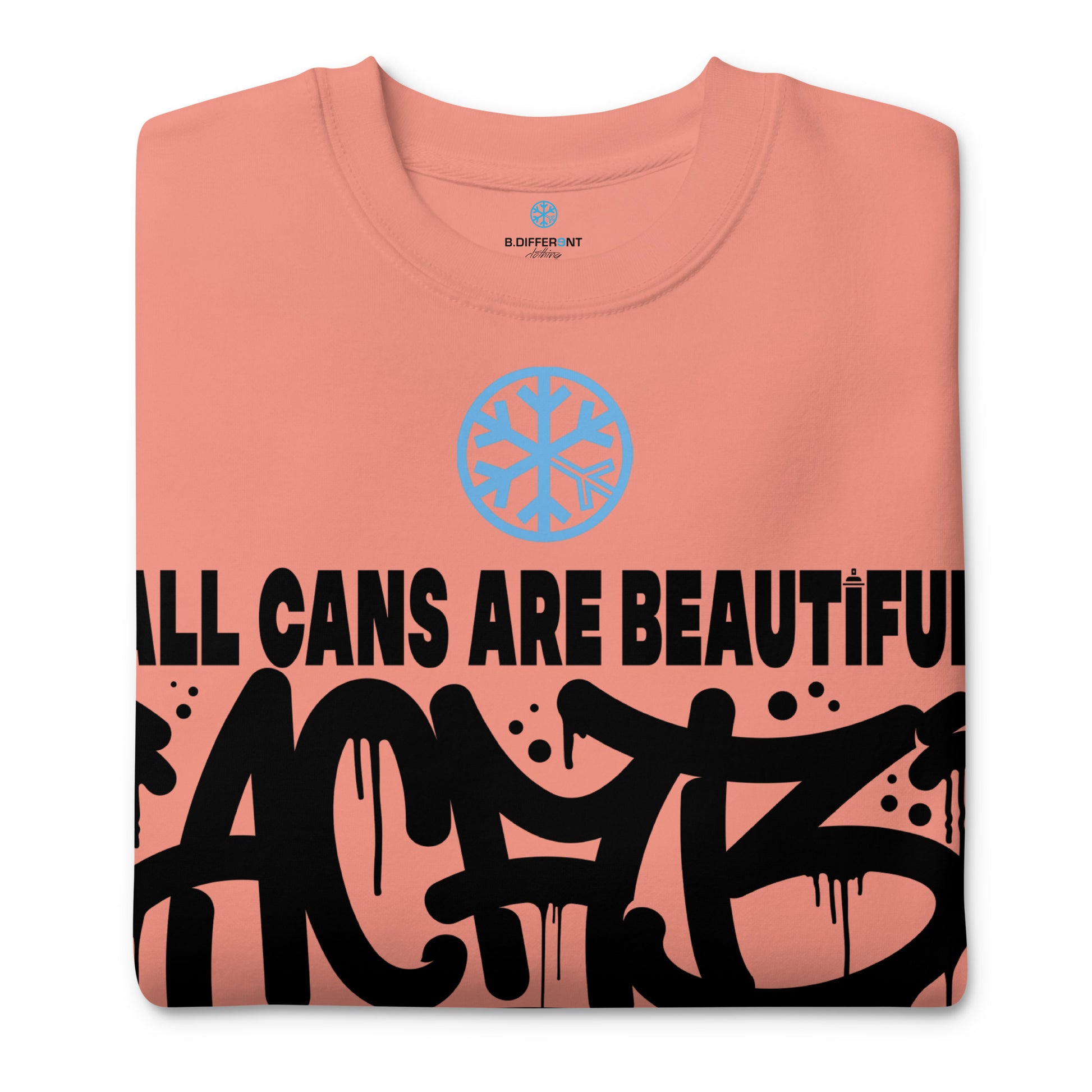 Pink-Acab Graffiti Tag Sweatshirt from B.Different Clothing, folded, graffiti-inspired streetwear