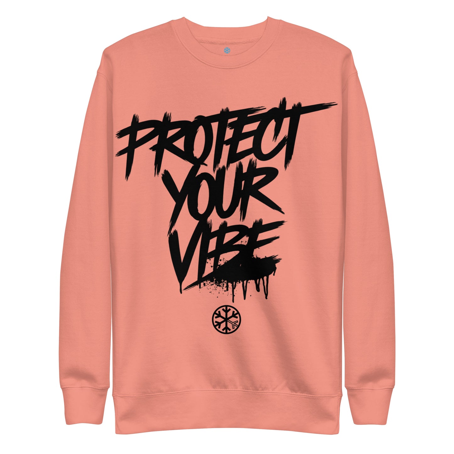 Pink-Protect Your Vibe Graffiti Tag Sweatshirt from B.Different Clothing, front view, graffiti-inspired streetwear