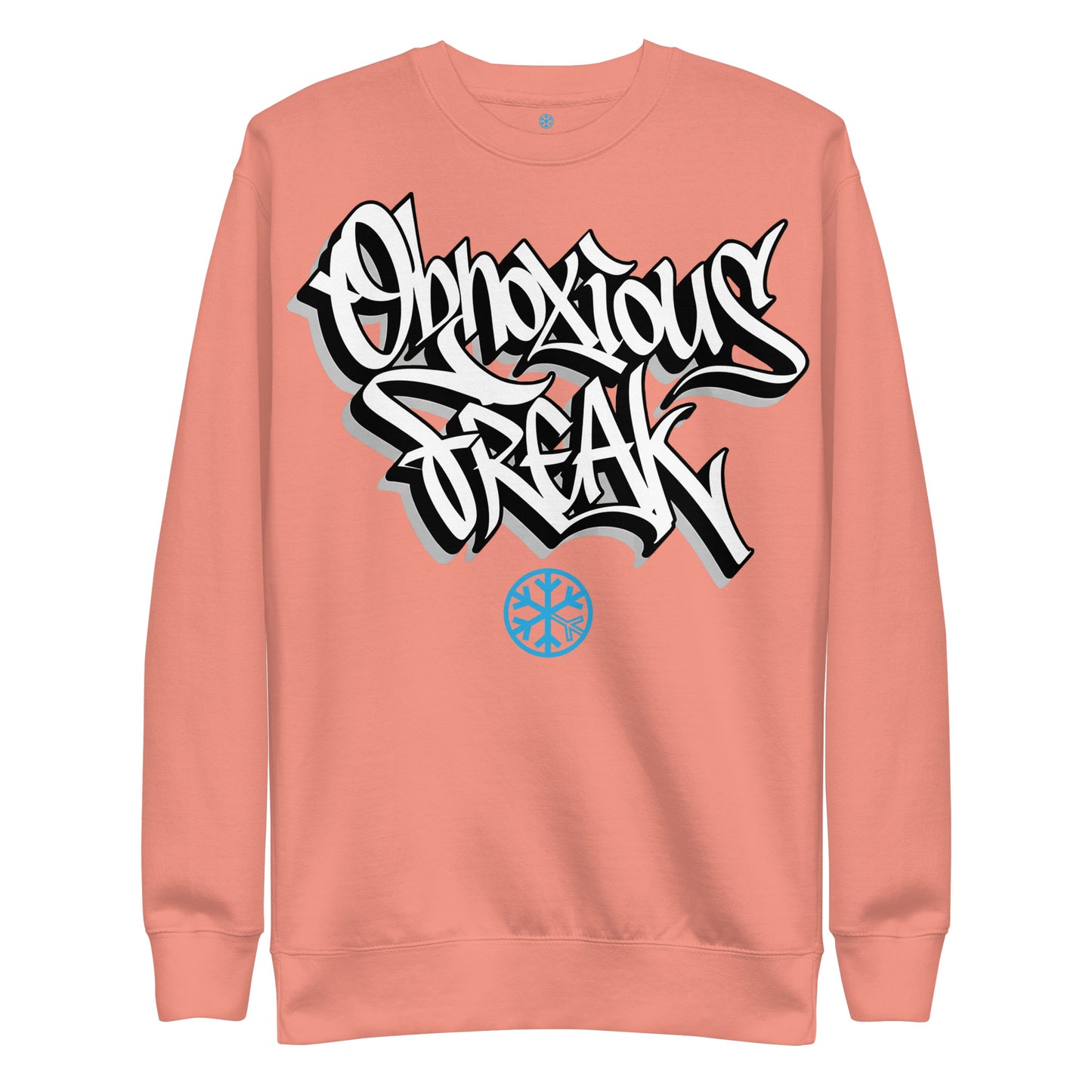 Pink-Obnoxious Freak Graffiti Sweatshirt from B.Different Clothing, front view, graffiti-inspired streetwear