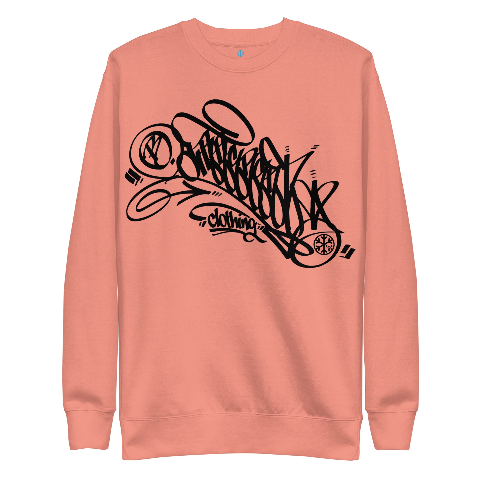 Pink-B.Different Clothing Graffiti Tag Sweatshirt from B.Different Clothing, front view, graffiti-inspired streetwear