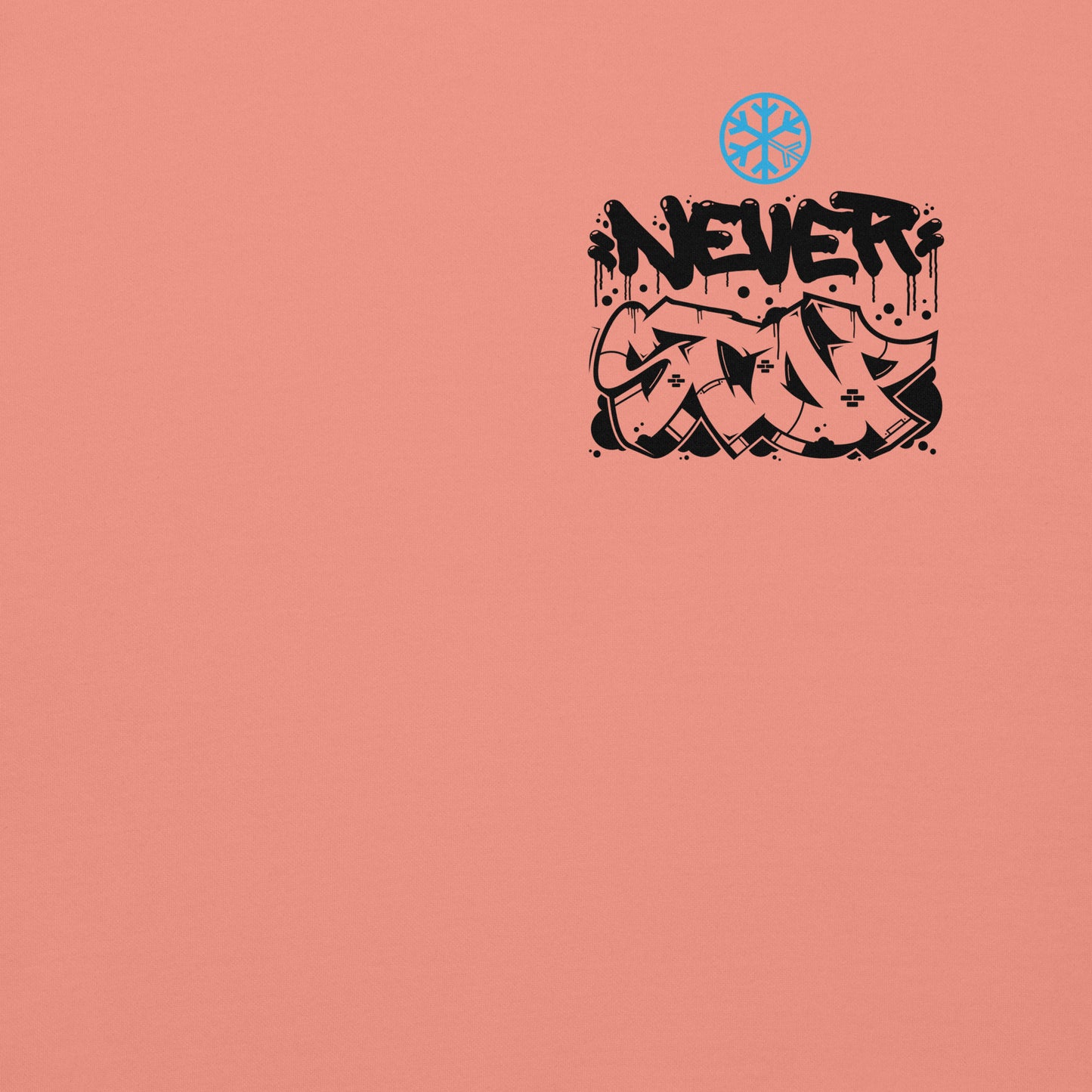 Pink-Never Stop Graffiti Character Sweatshirt from B.Different Clothing, front graphic, graffiti-inspired streetwear
