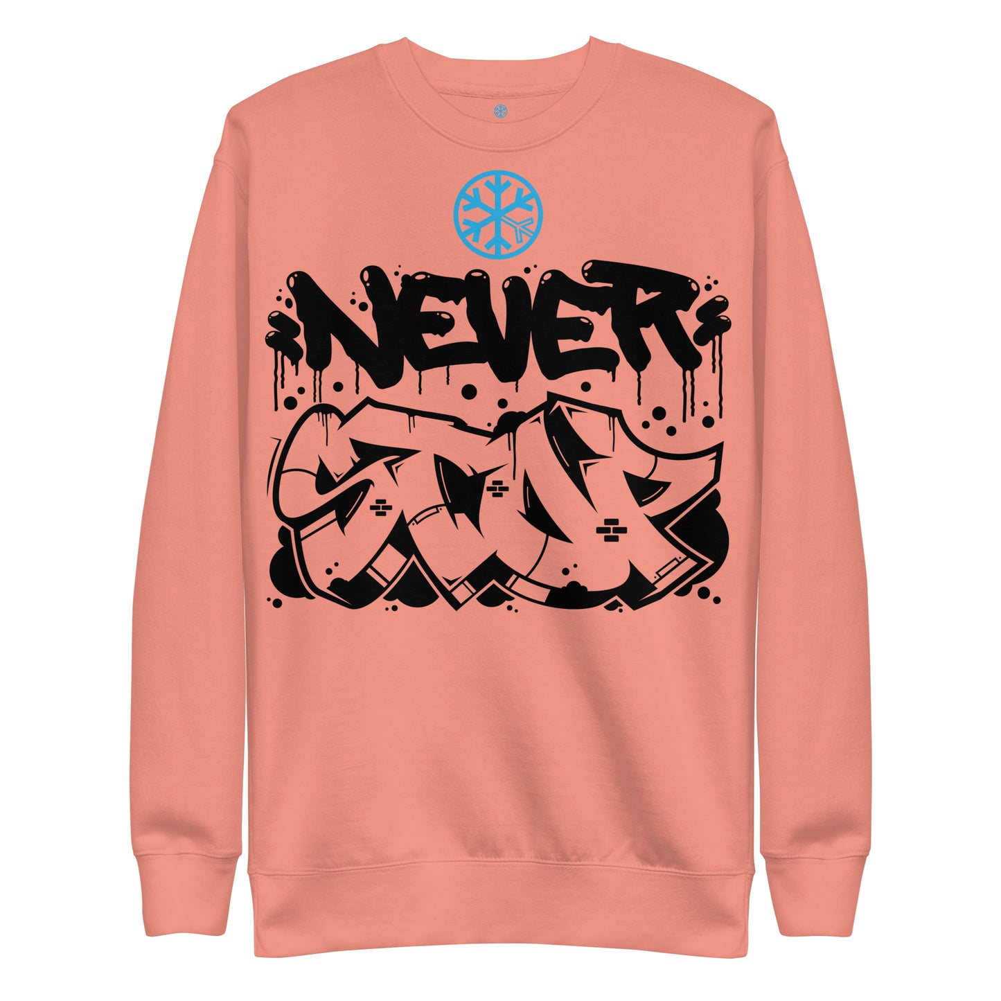 Pink-Never Stop Graffiti Piece Sweatshirt from B.Different Clothing, front view, graffiti-inspired streetwear