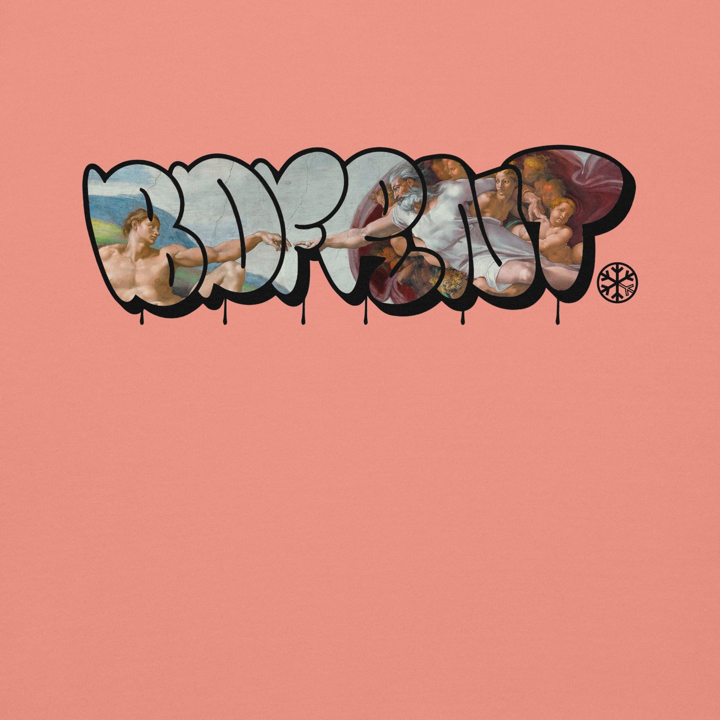 Pink-BDFRNT Throwie x Creation of Adam Graffiti Sweatshirt from B.Different Clothing, graphic, graffiti-inspired streetwear