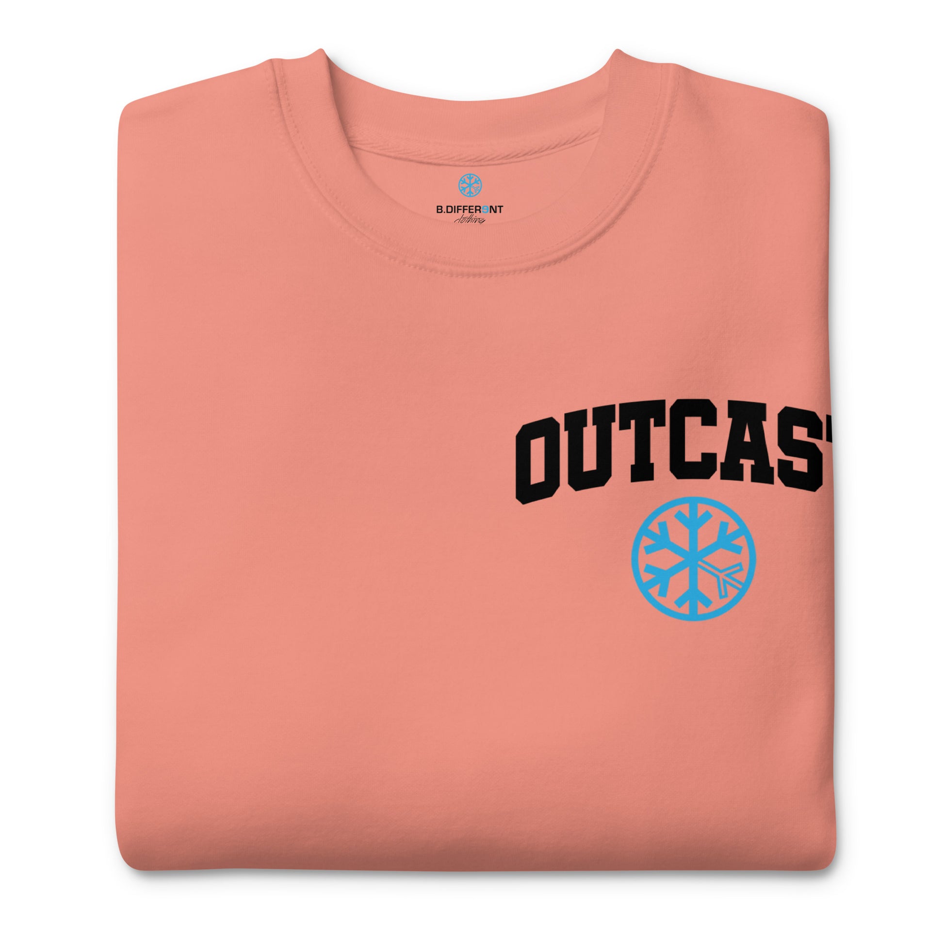 Pink-Outcast Graffiti Character Sweatshirt from B.Different Clothing, folded, graffiti-inspired streetwear