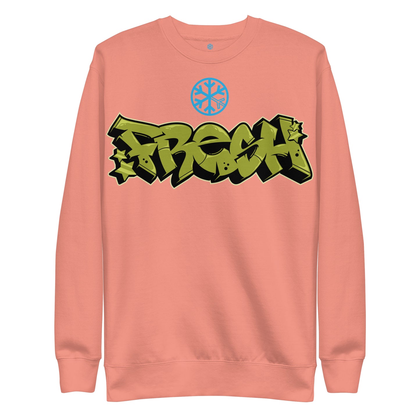 Pink-Fresh Graffiti Piece Sweatshirt from B.Different Clothing, front view, graffiti-inspired streetwear
