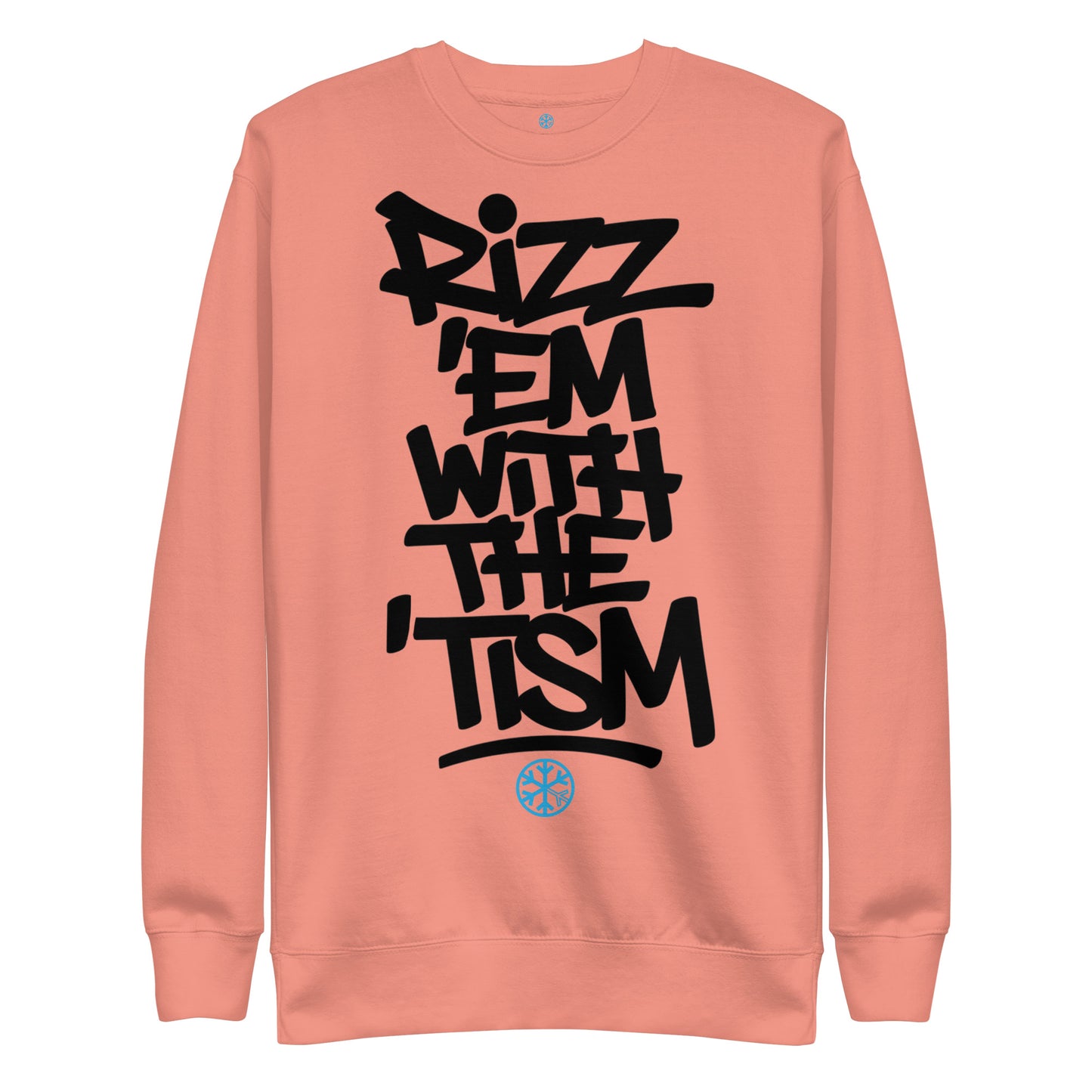 Pink-Rizz 'Em With The 'Tism Graffiti Sweatshirt from B.Different Clothing, front view, graffiti-inspired streetwear