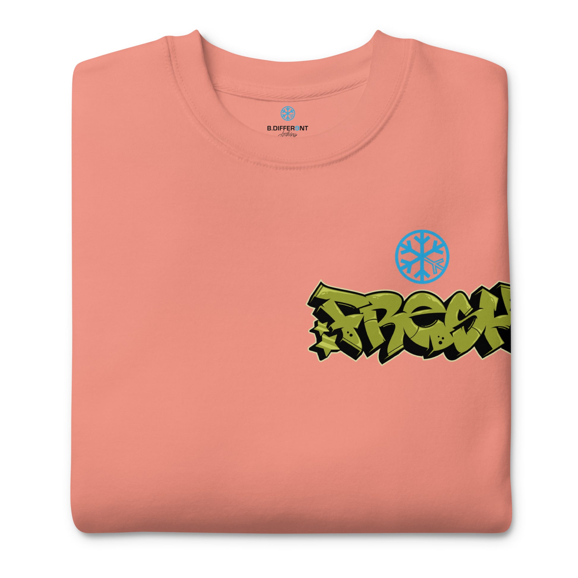 Pink-Fresh Graffiti Character Sweatshirt from B.Different Clothing, folded, graffiti-inspired streetwear