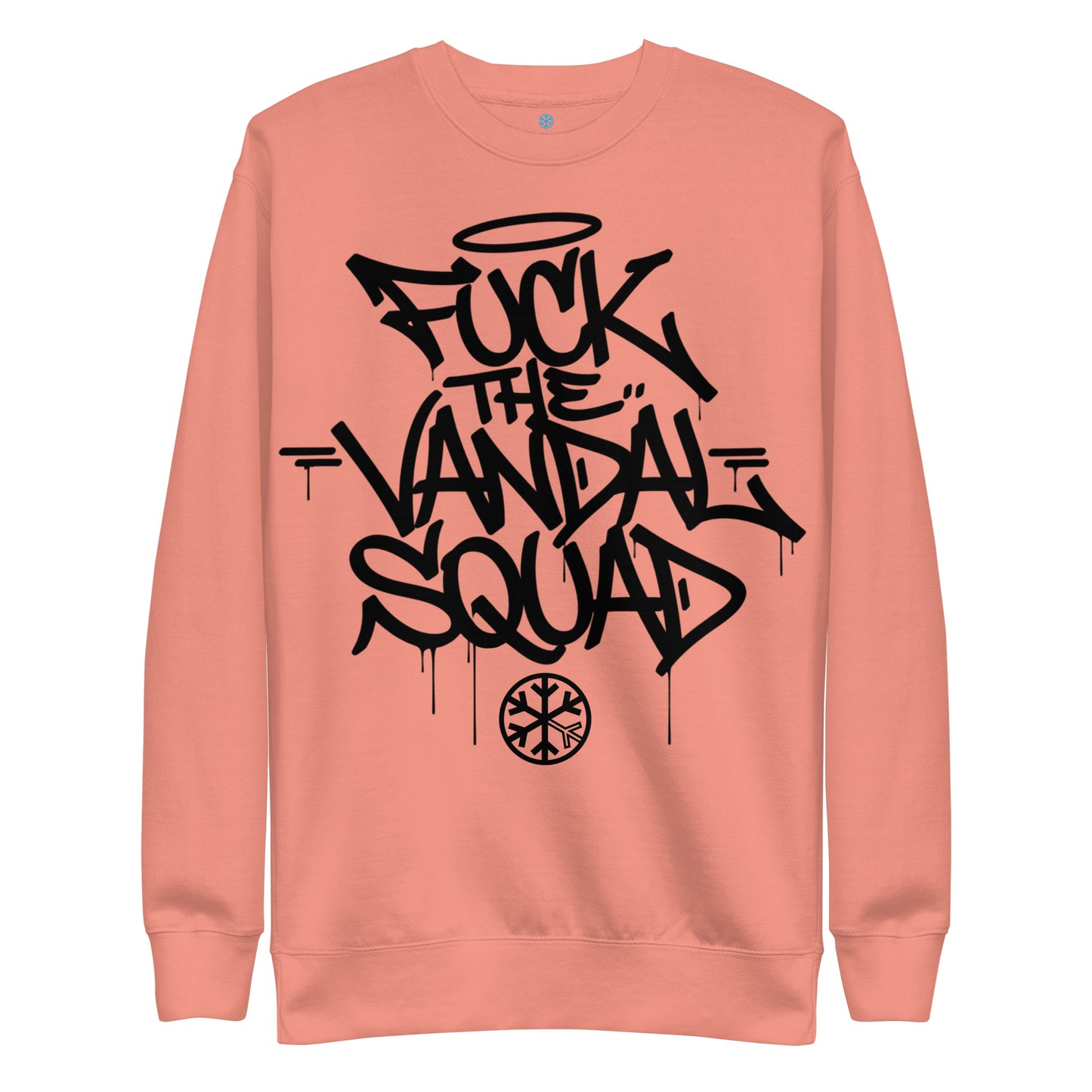Pink-Fuck The Vandal Squad Graffiti Sweatshirt from B.Different Clothing, front view, graffiti-inspired streetwear