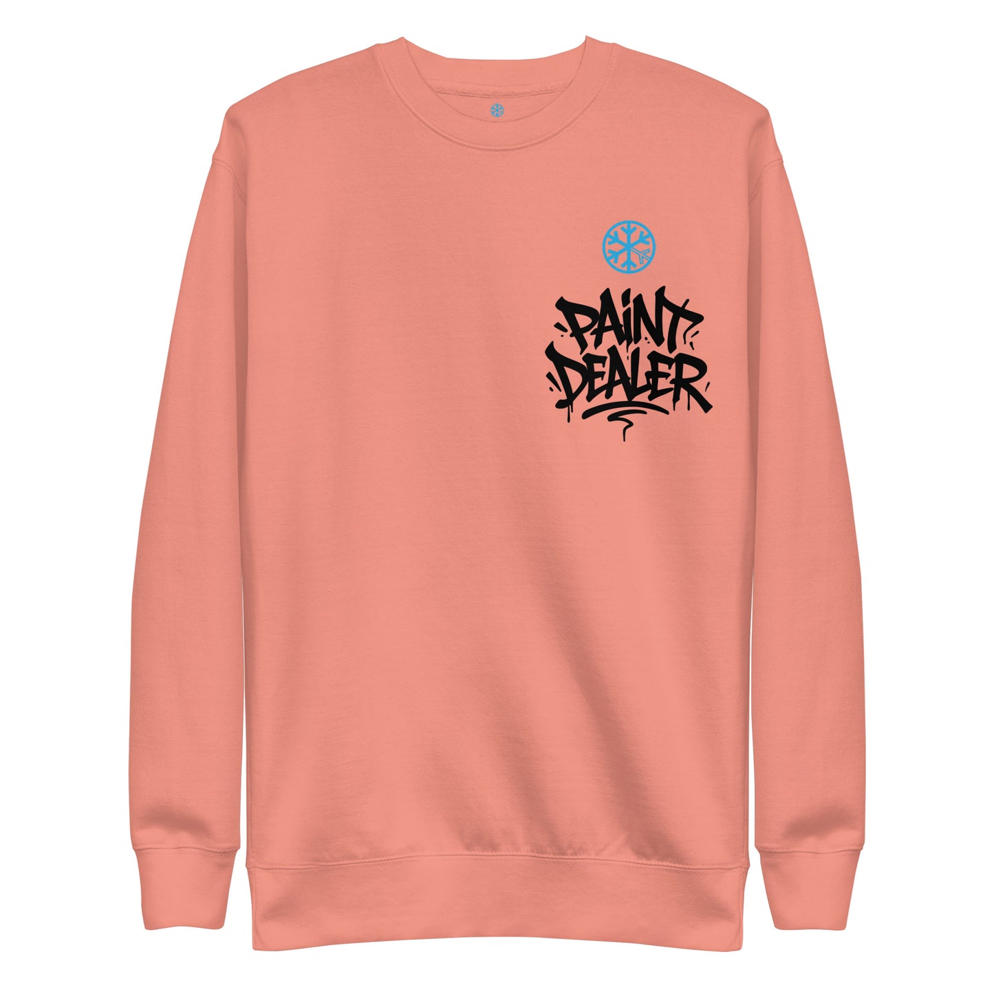 Pink-Paint Dealer Graffiti Character Sweatshirt from B.Different Clothing, front view, graffiti-inspired streetwear
