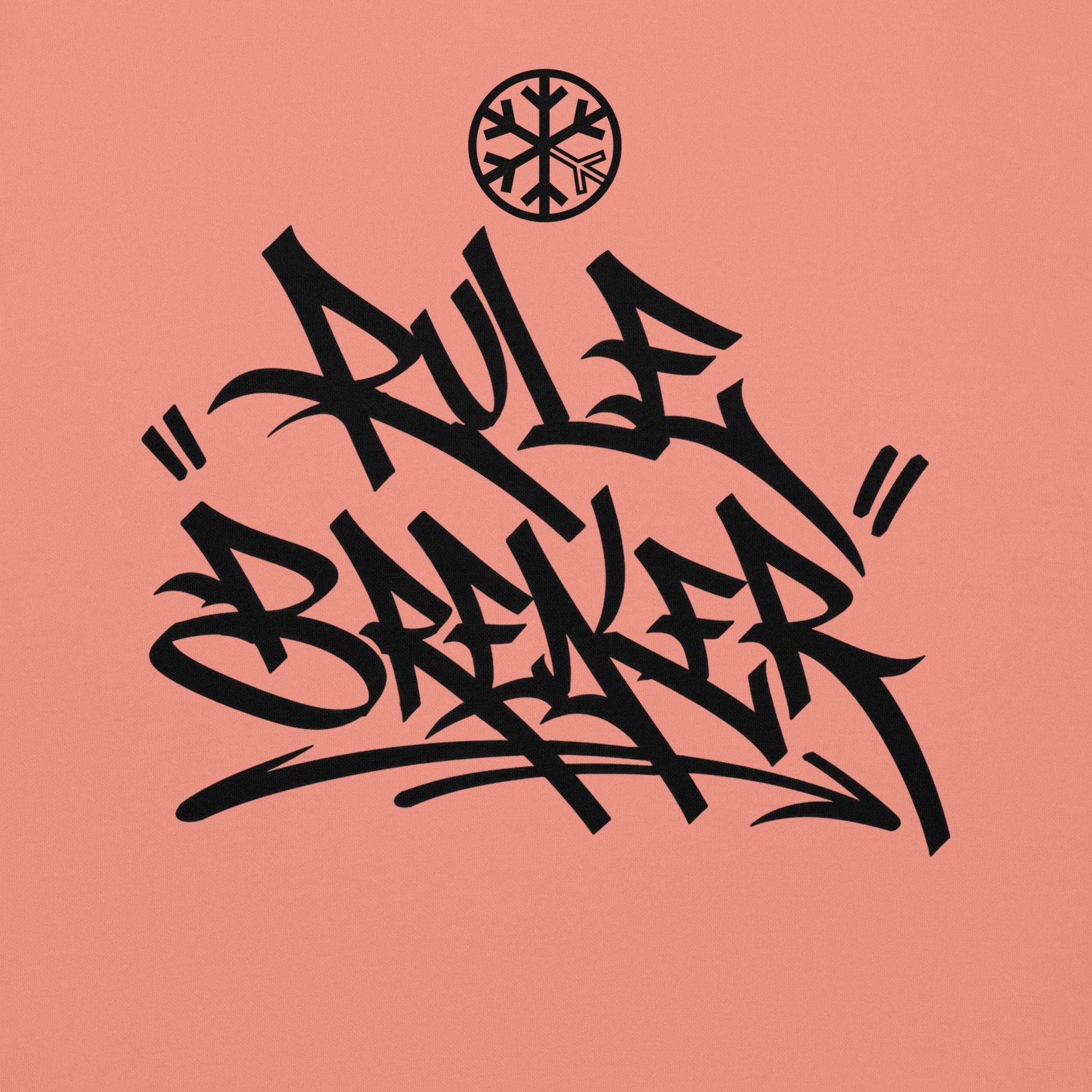 Dusty Rose-Rule Breaker Graffiti Tag Sweatshirt from B.Different Clothing, front graphic, graffiti-inspired streetwear