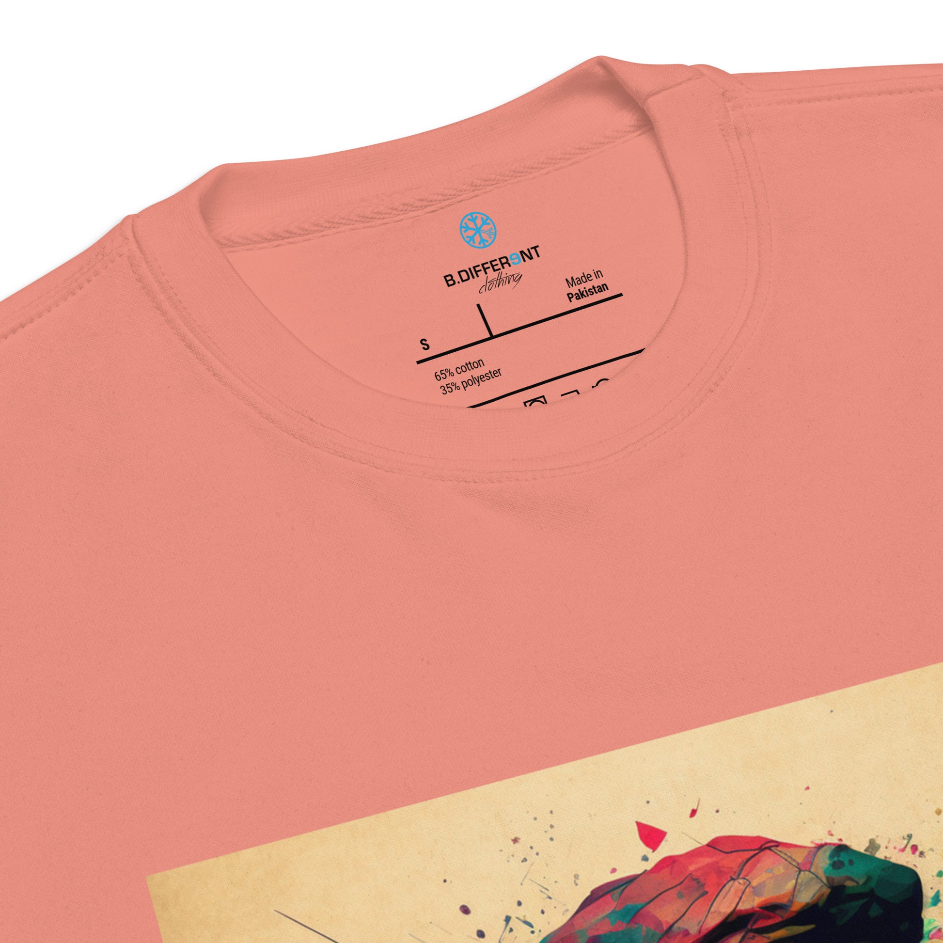 collar of sweatshirt Leonardo pink by B.Different Clothing independent streetwear brand inspired by street art graffiti