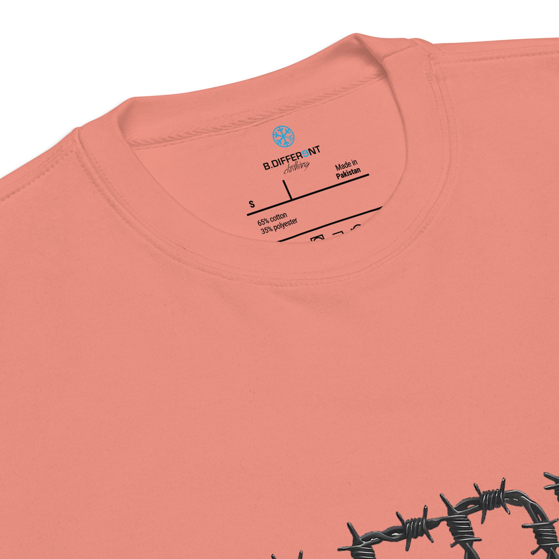 Pink-B.DFRNT Barbed Wire Sweatshirt from B.Different Clothing, collar, graffiti-inspired streetwear