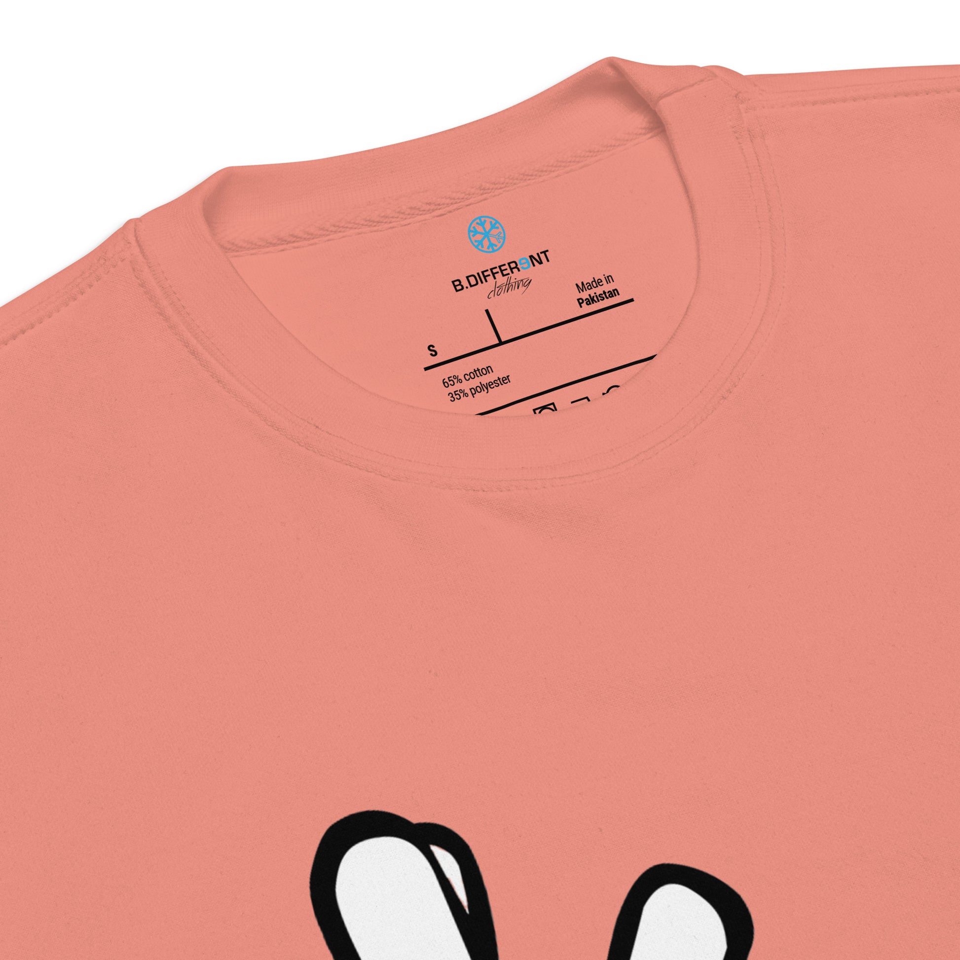Pink-Weirdo Hand Sign Sweatshirt from B.Different Clothing, collar, graffiti-inspired streetwear