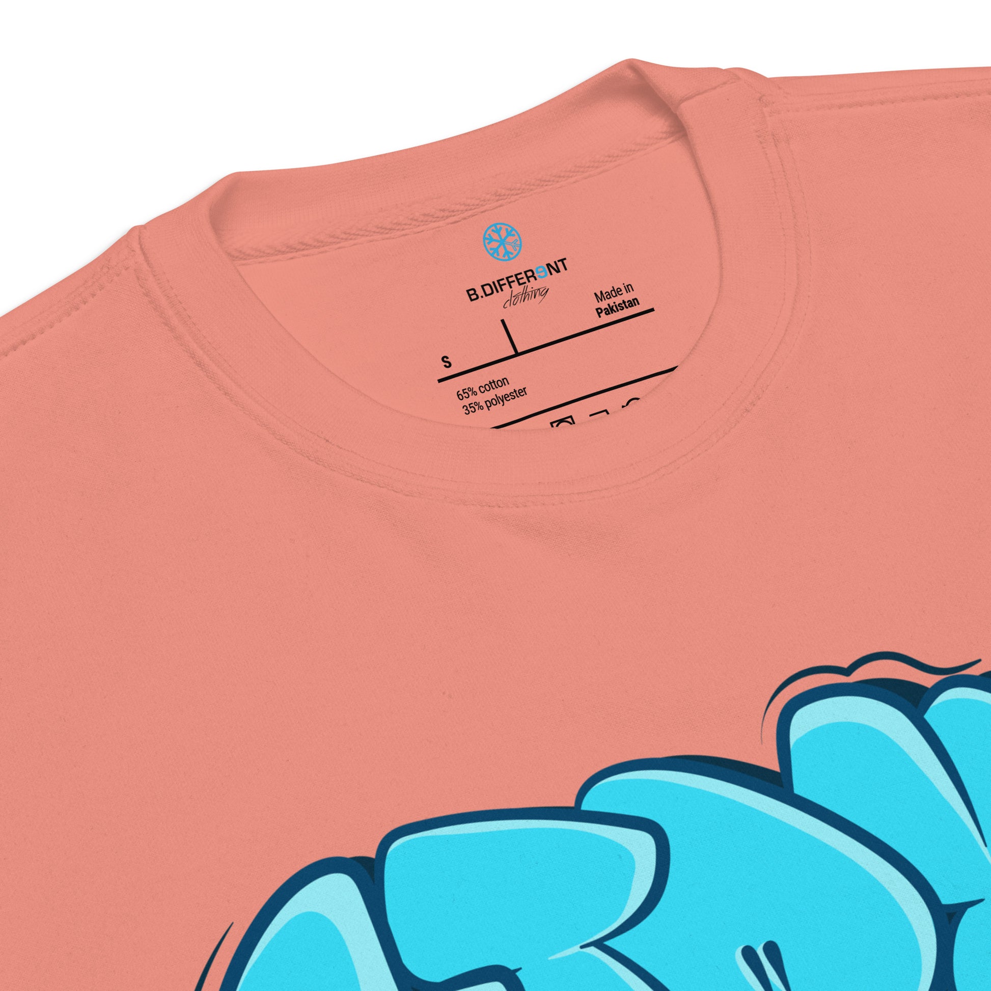 Pink-Stay Weird Graffiti Throw-up Sweatshirt from B.Different Clothing, collar, graffiti-inspired streetwear