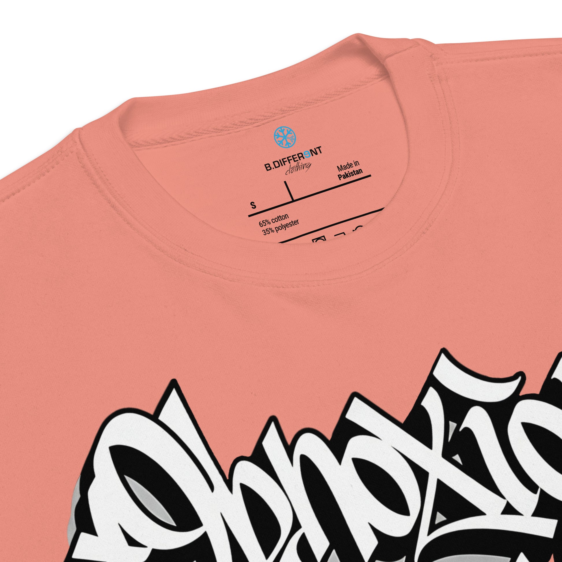 Pink-Obnoxious Freak Graffiti Sweatshirt from B.Different Clothing, collar, graffiti-inspired streetwear