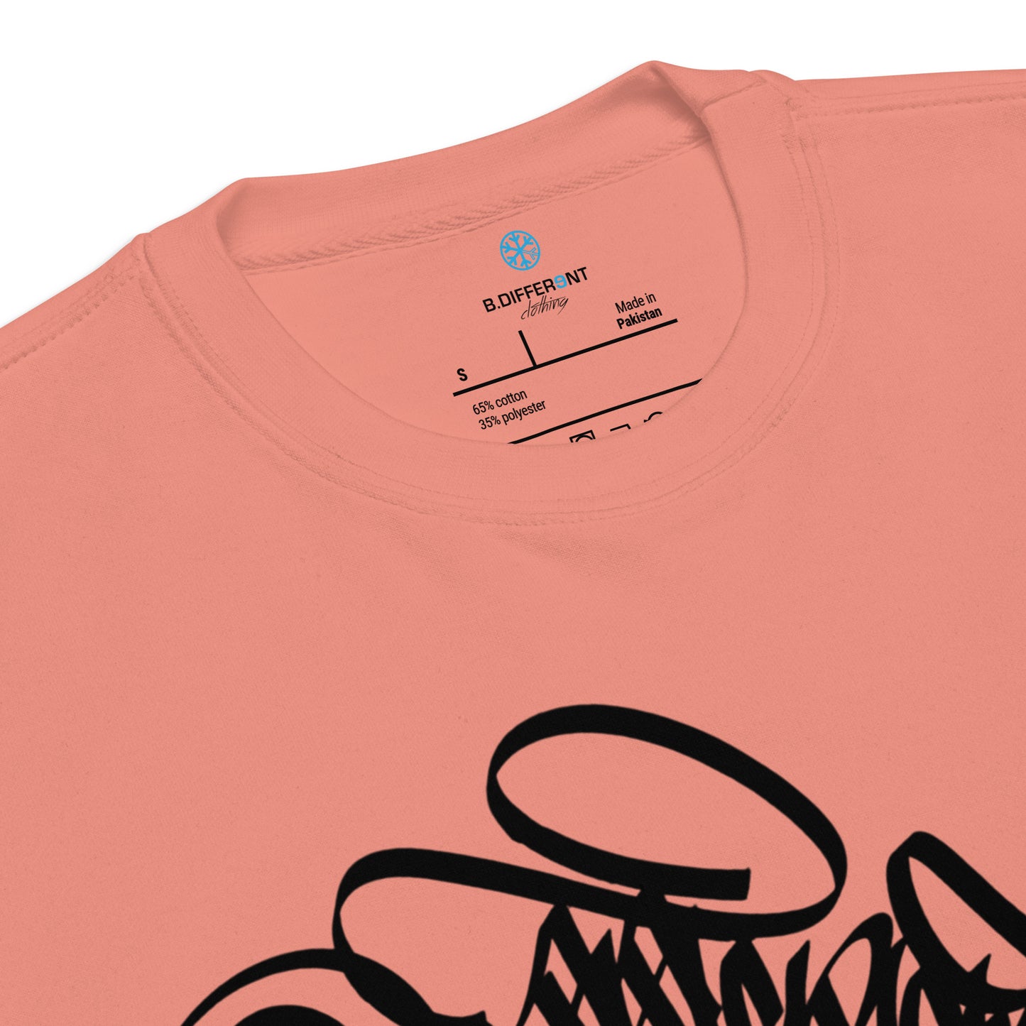 Pink-B.Different Clothing Graffiti Tag Sweatshirt from B.Different Clothing, collar, graffiti-inspired streetwear