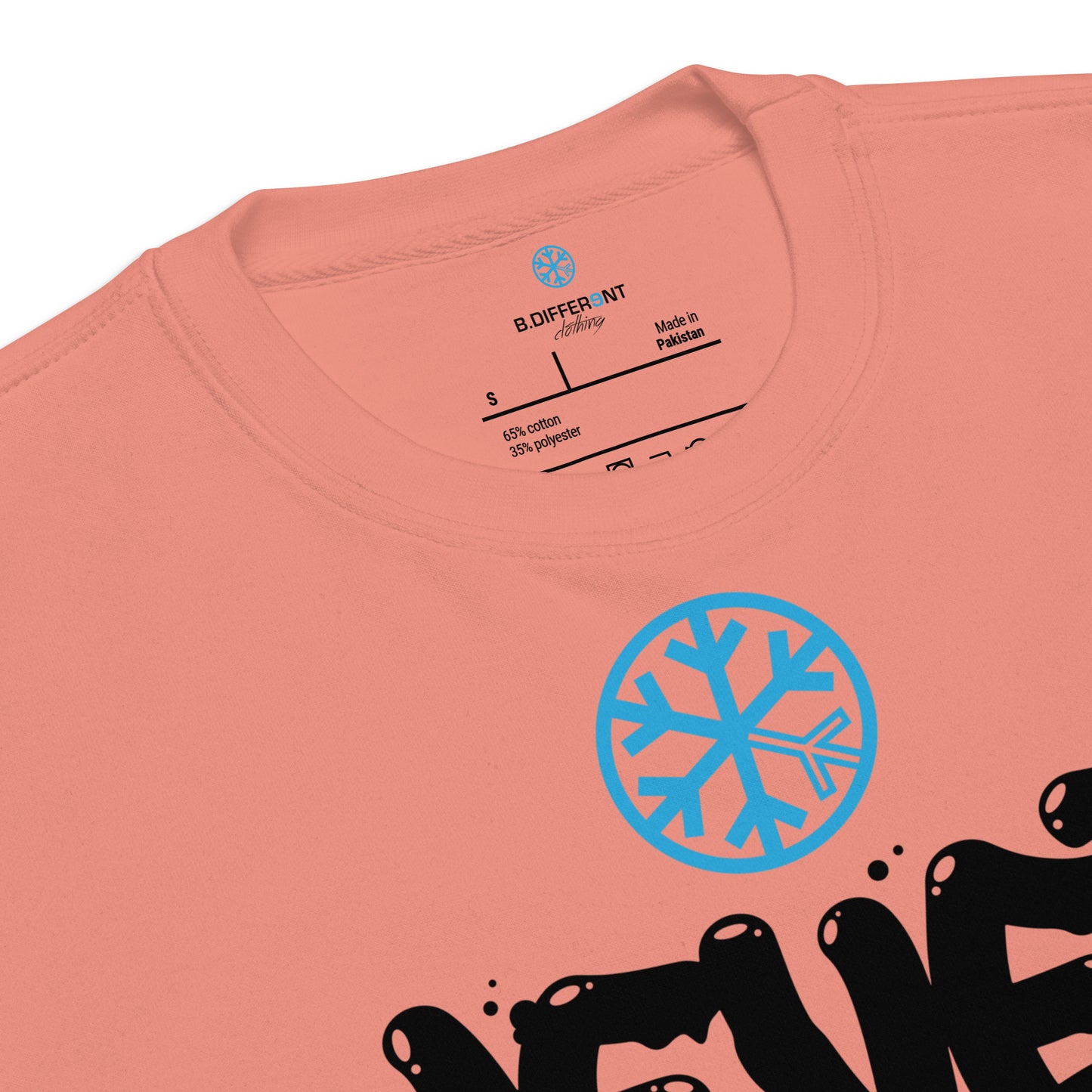 Pink-Never Stop Graffiti Piece Sweatshirt from B.Different Clothing, collar, graffiti-inspired streetwear