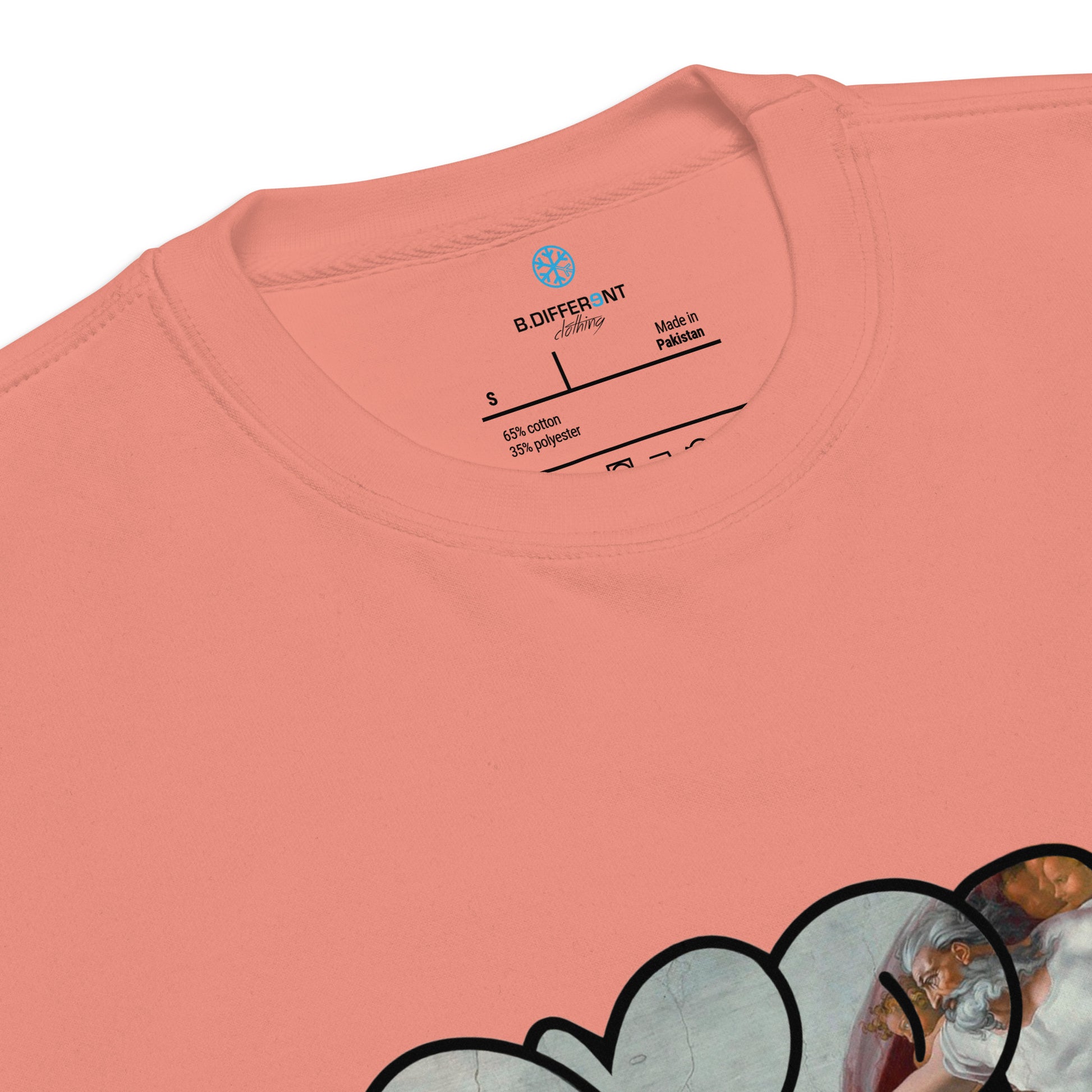 Pink-BDFRNT Throwie x Creation of Adam Graffiti Sweatshirt from B.Different Clothing, collar, graffiti-inspired streetwear