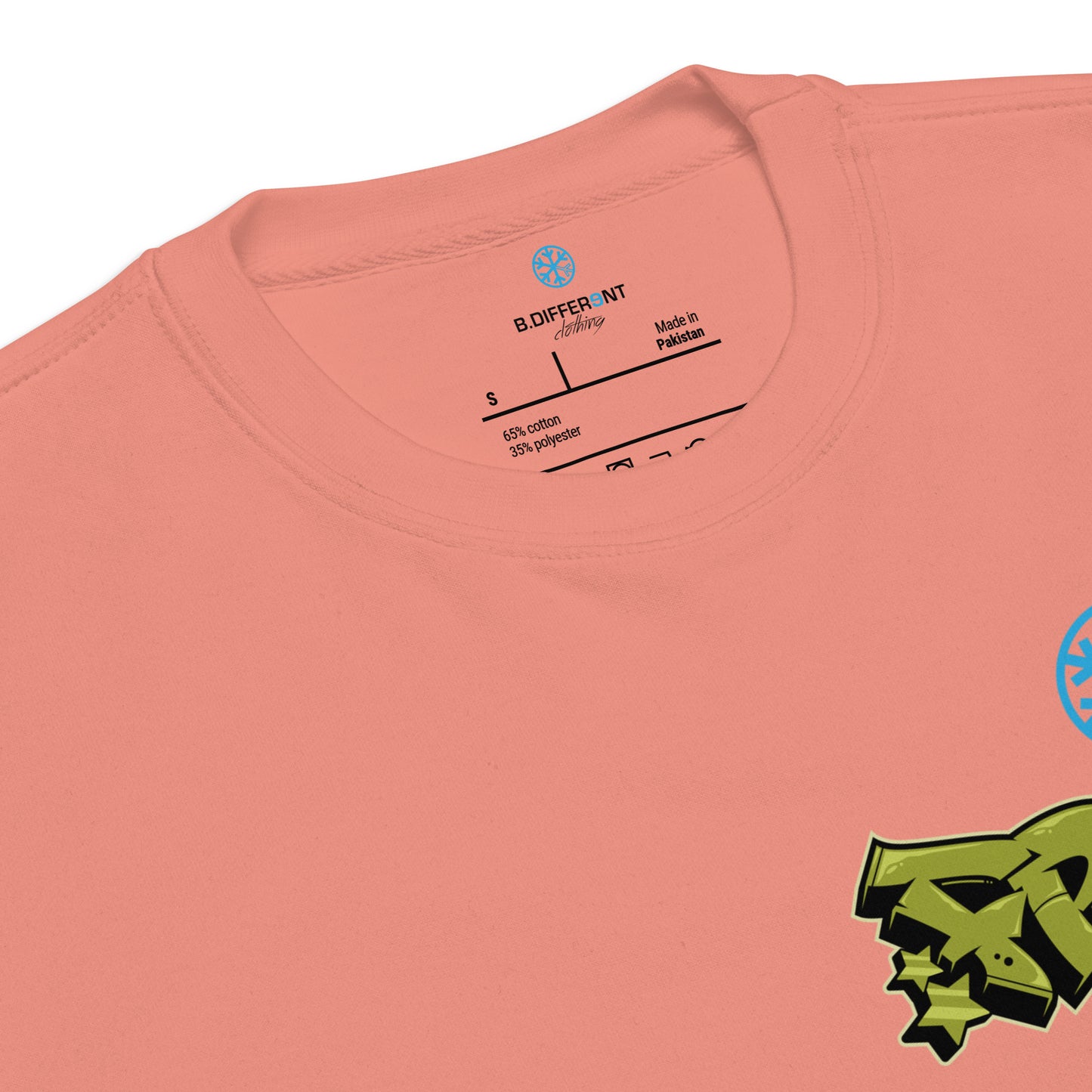 Pink-Fresh Graffiti Character Sweatshirt from B.Different Clothing, collar, graffiti-inspired streetwear