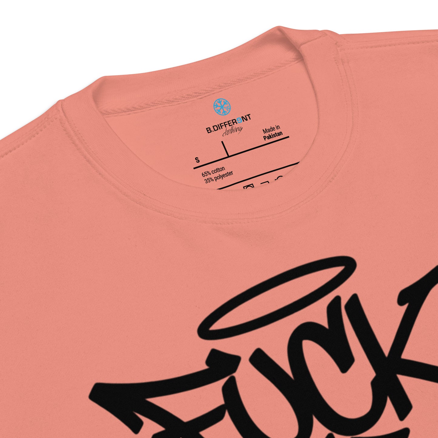 Pink-Fuck The Vandal Squad Graffiti Sweatshirt from B.Different Clothing, collar, graffiti-inspired streetwear