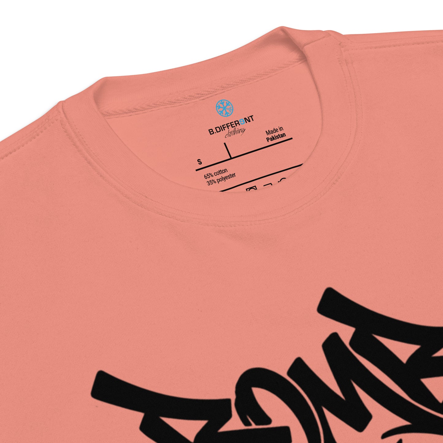 Pink-Bomb The System Graffiti Sweatshirt from B.Different Clothing, collar, graffiti-inspired streetwear