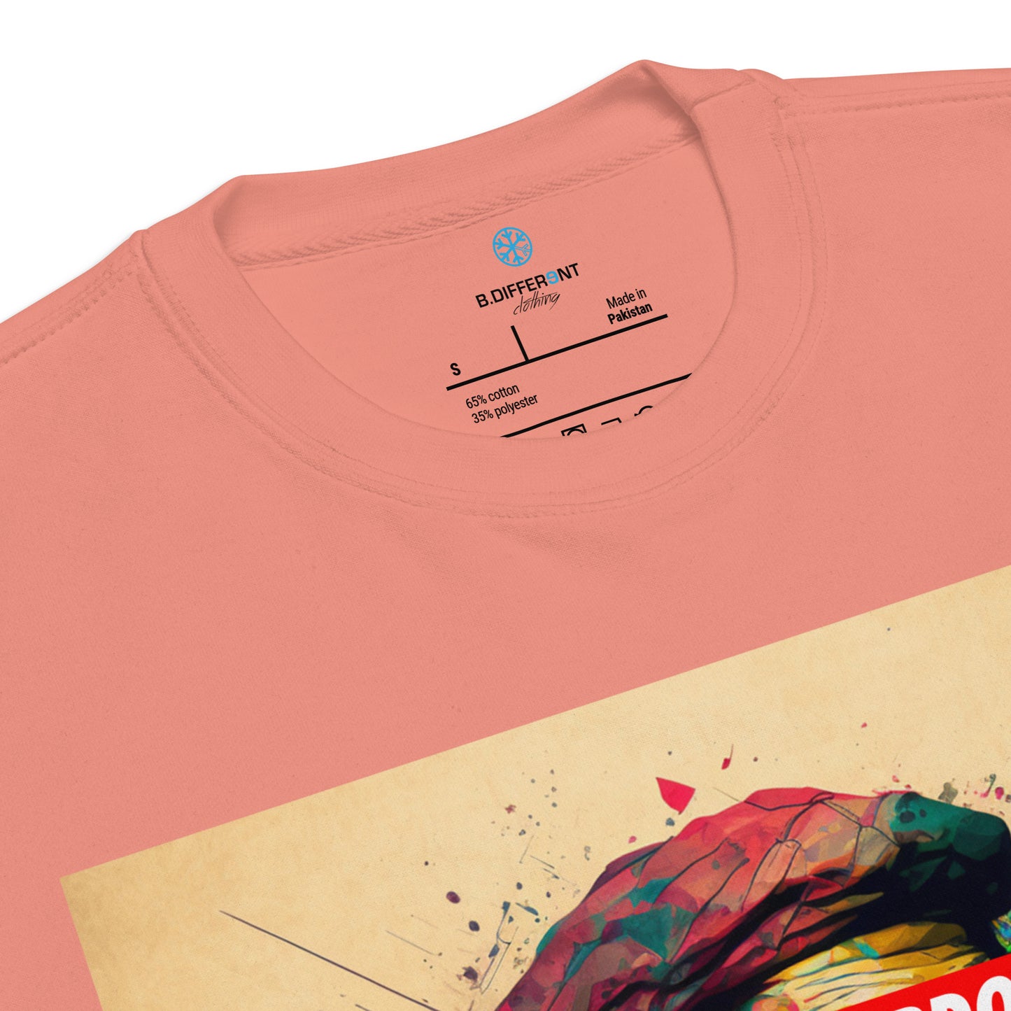 Pink-Leonardo da Vinci Sweatshirt from B.Different Clothing, collar, graffiti-inspired streetwear