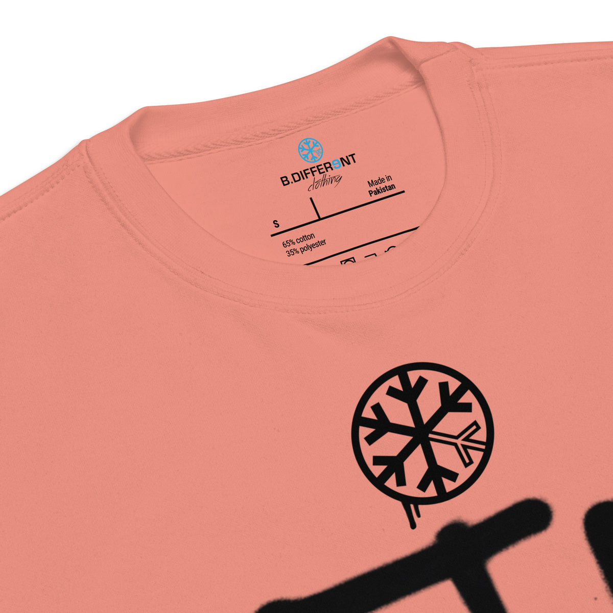 Dusty Rose-Get Up or Die Graffiti Tag Sweatshirt from B.Different Clothing, collar, graffiti-inspired streetwear