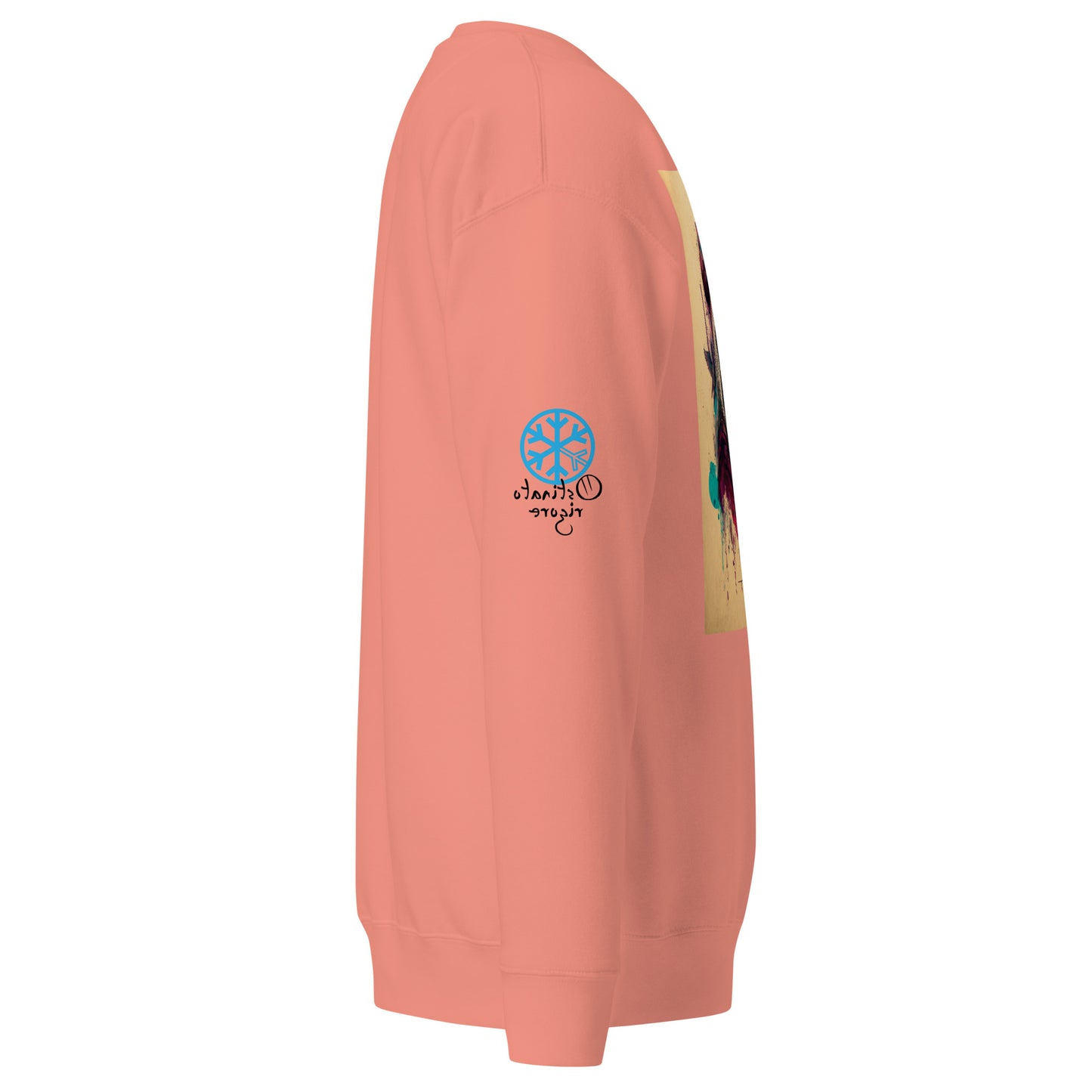 Pink-Leonardo da Vinci Sweatshirt from B.Different Clothing, side view, graffiti-inspired streetwear
