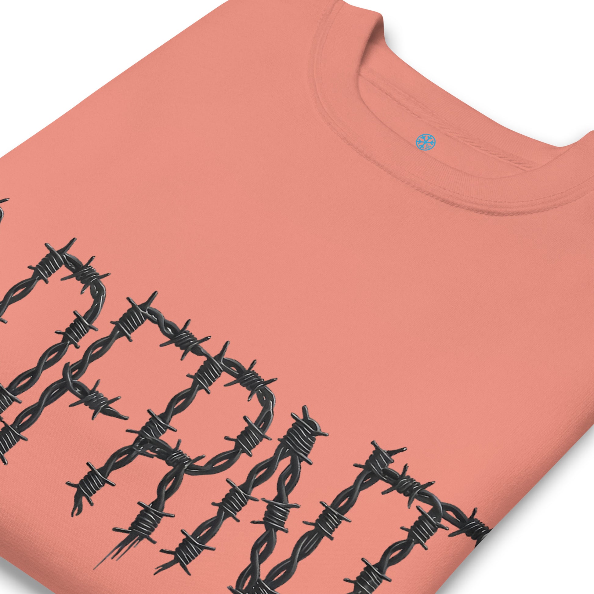 Pink-B.DFRNT Barbed Wire Sweatshirt from B.Different Clothing, detail, graffiti-inspired streetwear