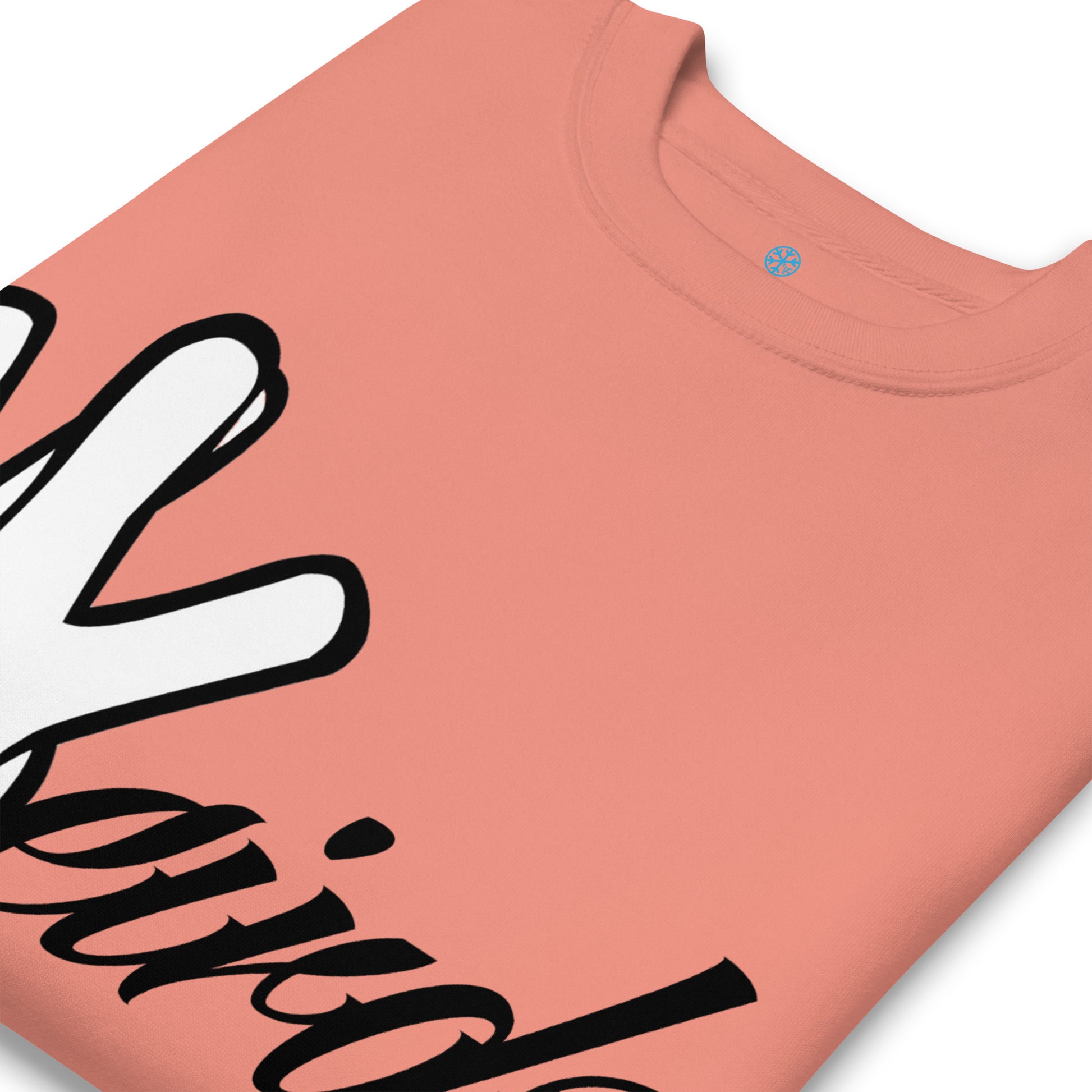 Pink-Weirdo Hand Sign Sweatshirt from B.Different Clothing, detail, graffiti-inspired streetwear