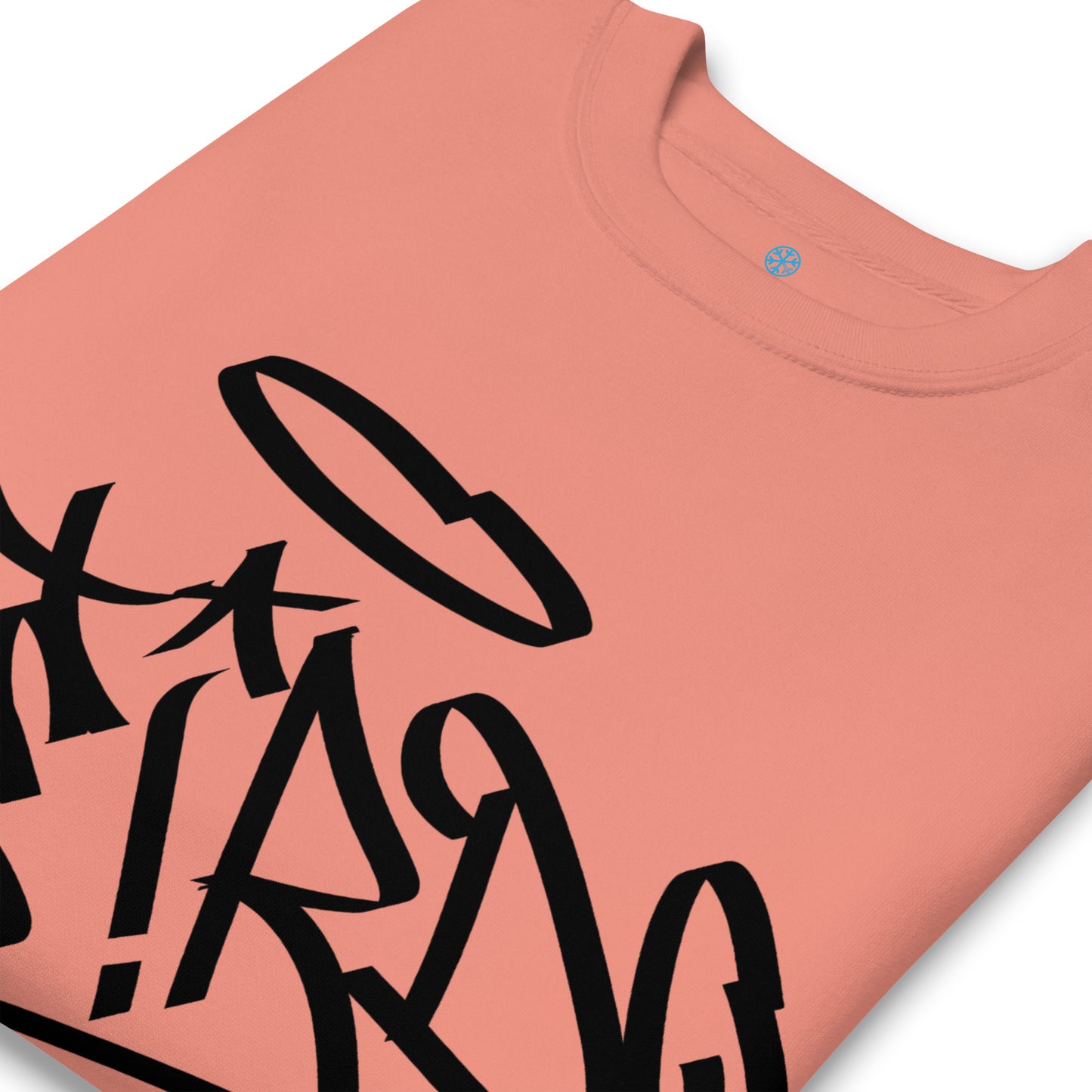 Pink-Weirdo Tag Graffiti Sweatshirt from B.Different Clothing, detail, graffiti-inspired streetwear