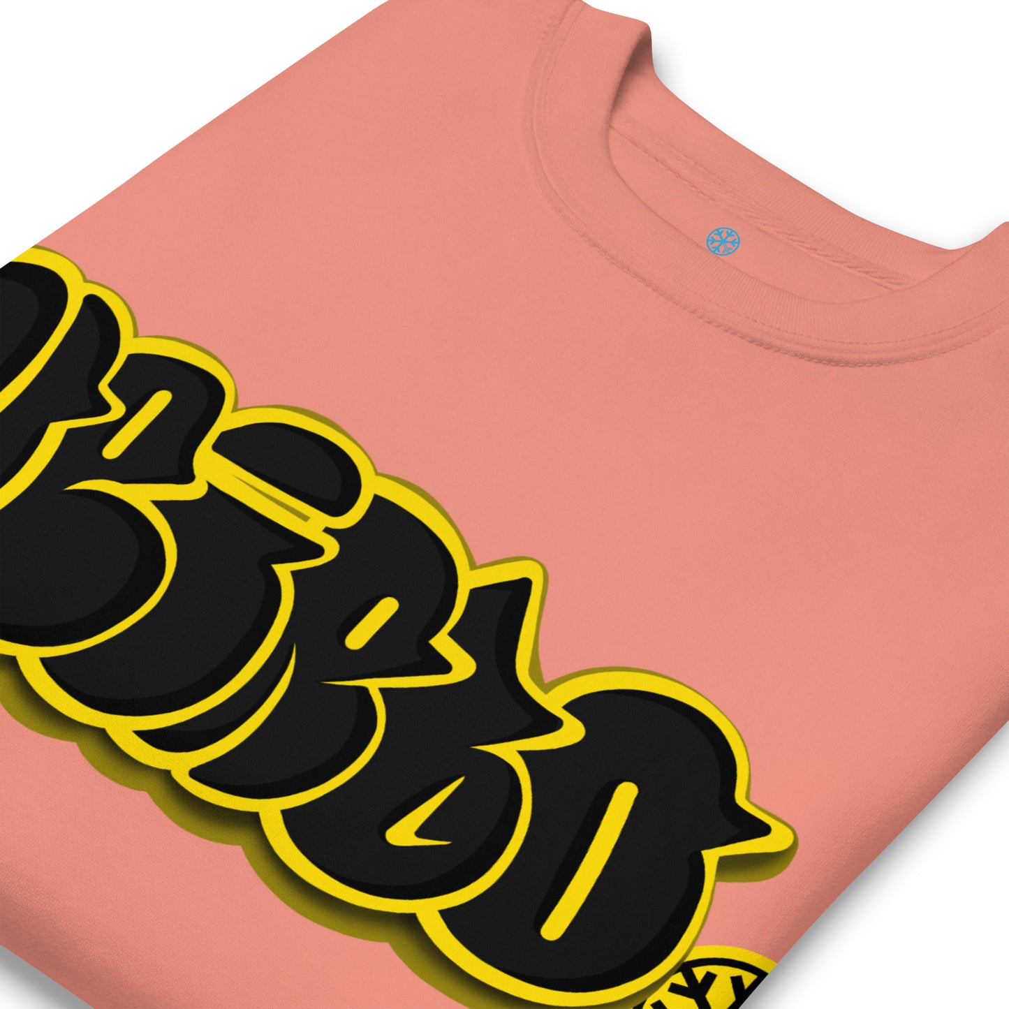 Pink-Weirdo Graffiti Throwie Sweatshirt from B.Different Clothing, detail, graffiti-inspired streetwear